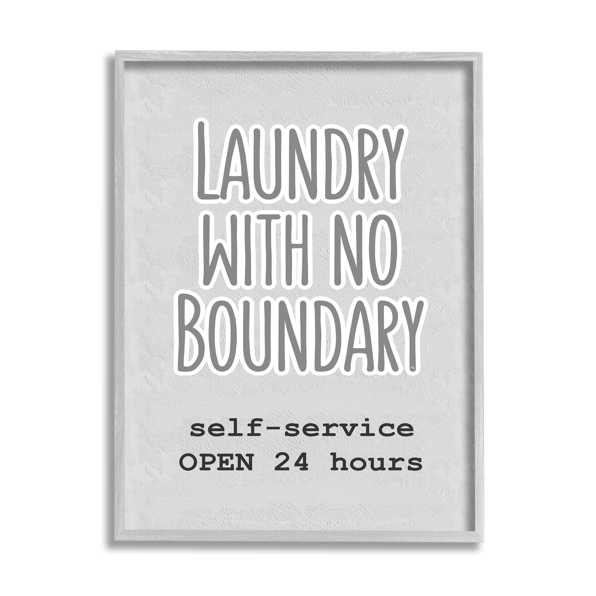 Stupell Industries Laundry Self Service Phrase Novelty Painting Gray Framed Art Print Wall Art, 16 x 20