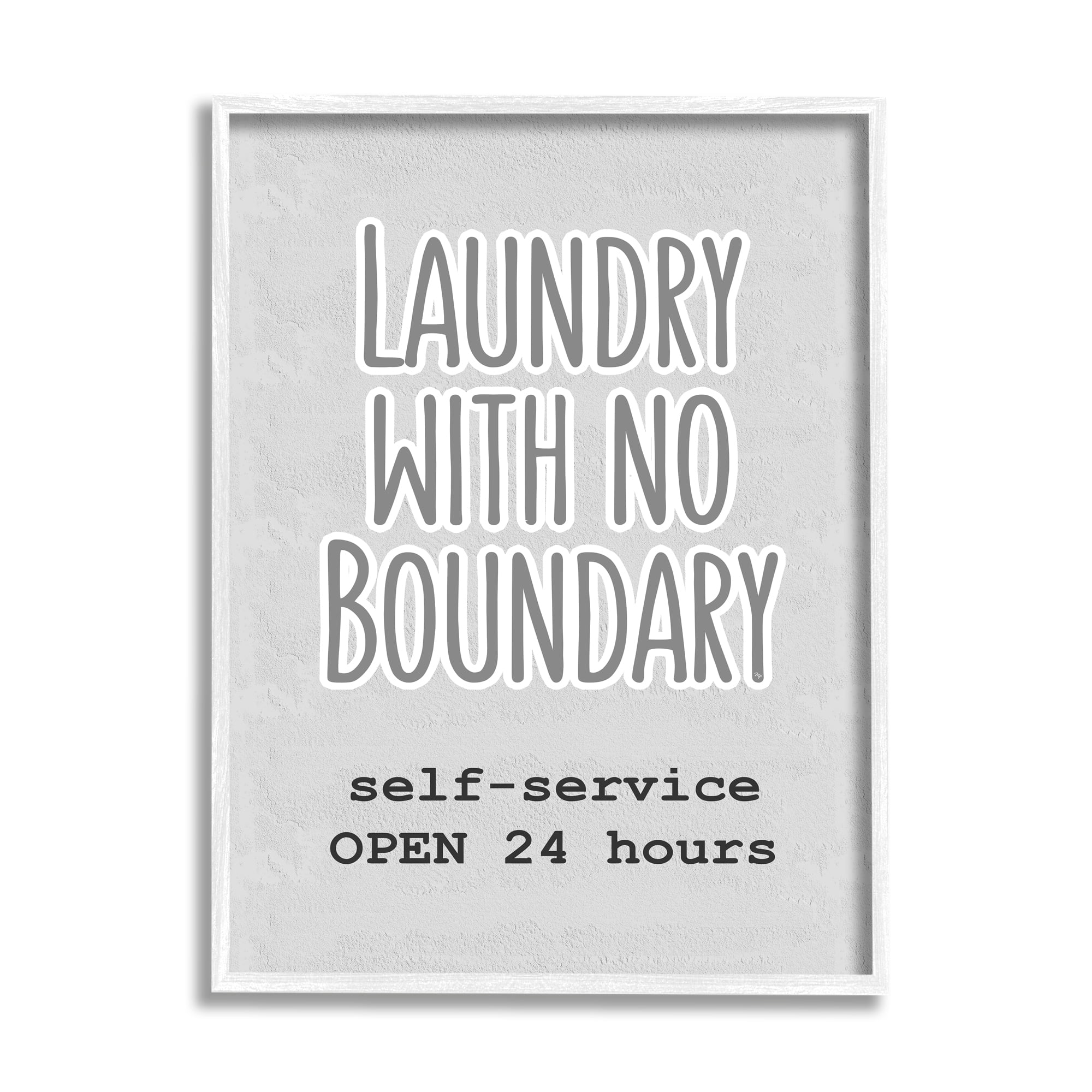 Stupell Industries Laundry Self Service Phrase Novelty Painting White Framed Art Print Wall Art, 11 x 14