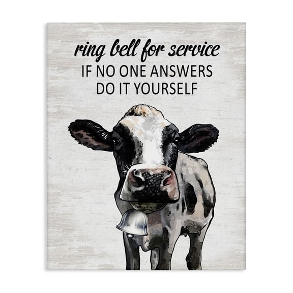 Stupell Industries Laundry Service Cow Quotes and Sayings Painting Wrapped Canvas Canvas Art Print Wall Art, 16 x 20