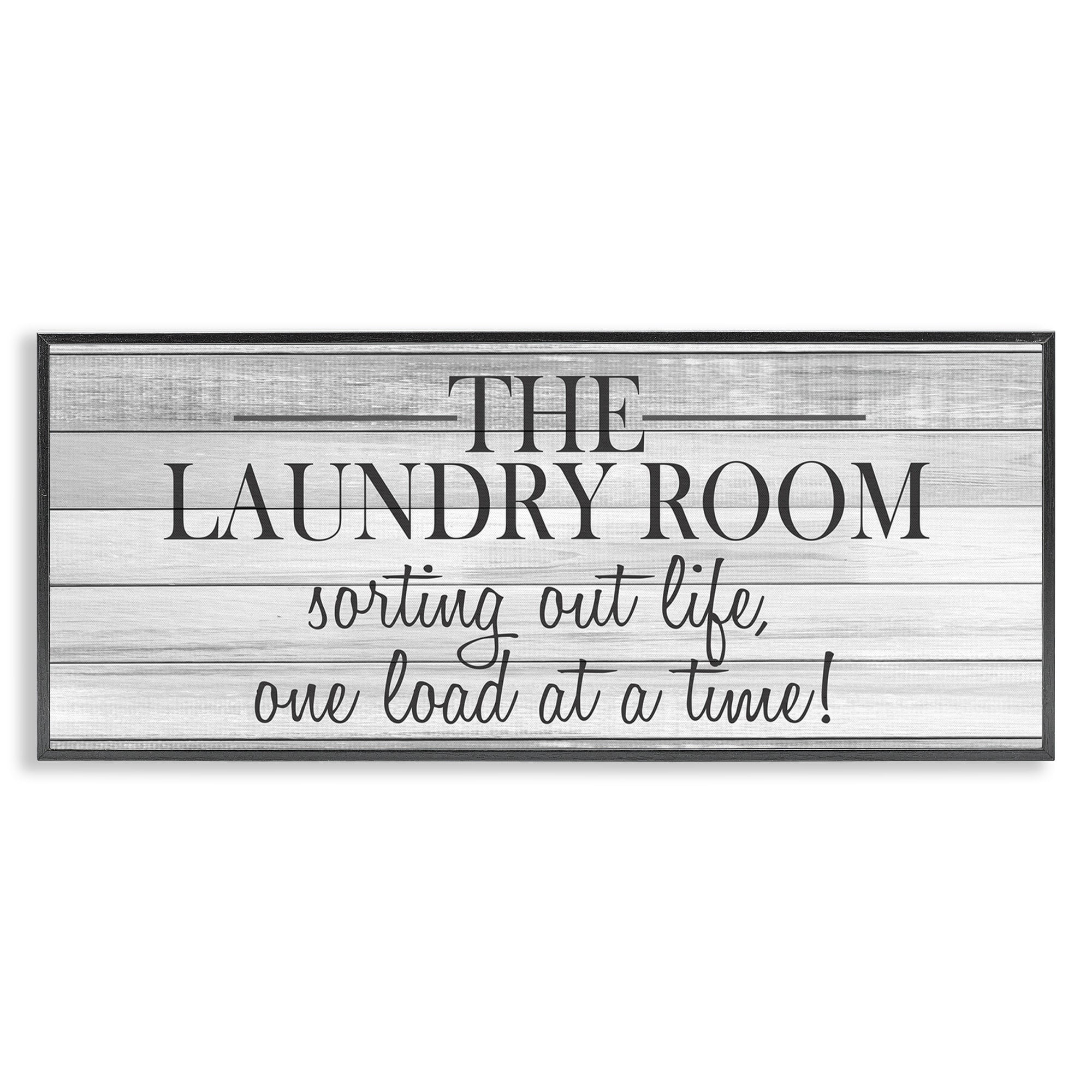 Stupell Industries Laundry Sorting Out Life Typography Black and White Planked Look, 10 x 24,Design by Kimberly Allen