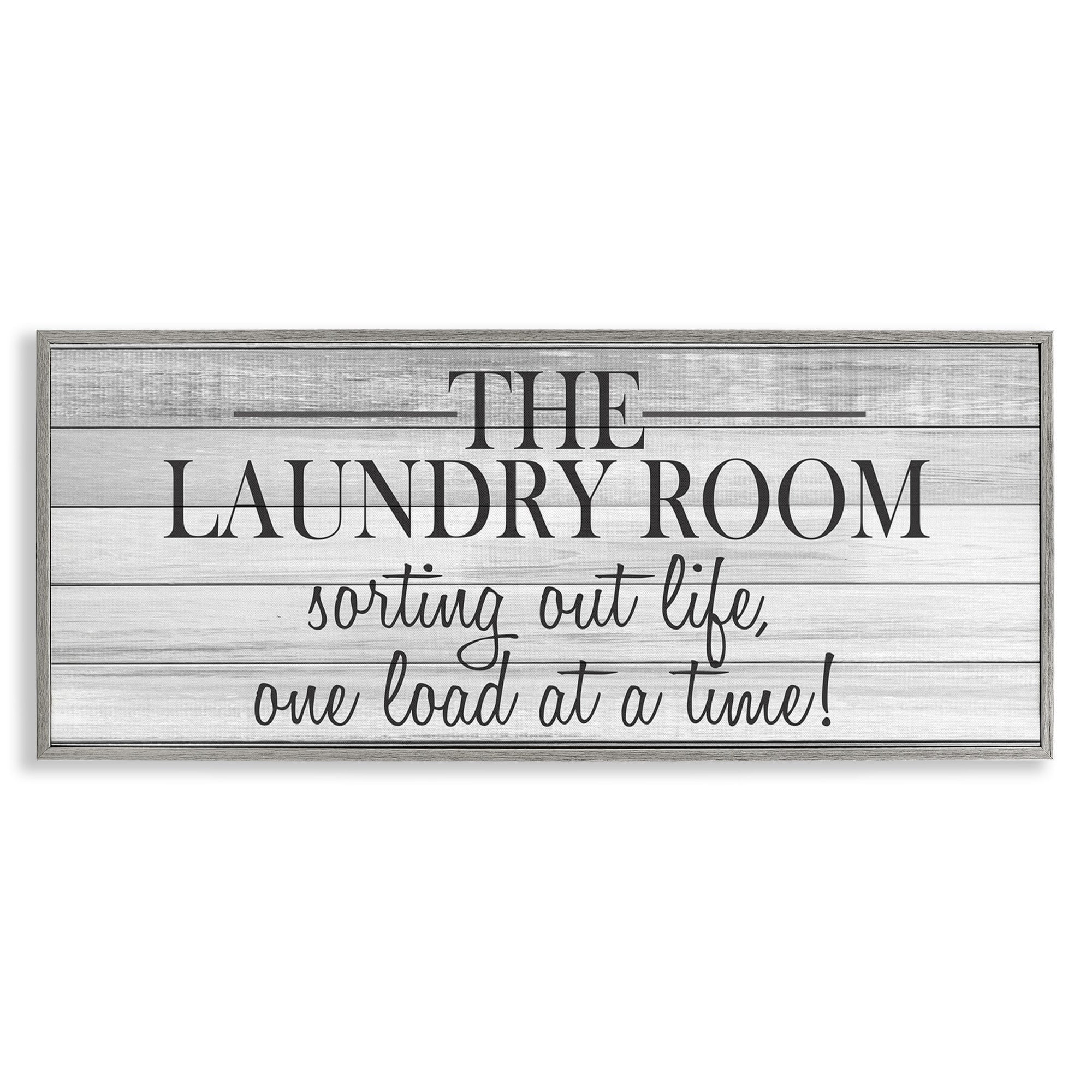 Stupell Industries Laundry Sorting Out Life Typography Black and White Planked Look, 10 x 24,Design by Kimberly Allen
