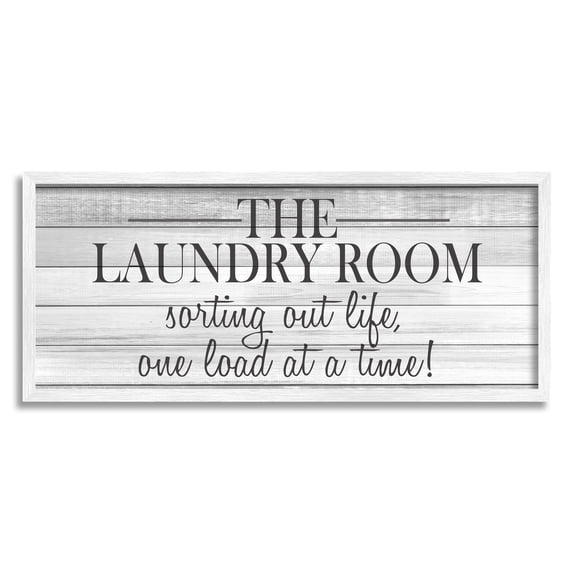 Stupell Industries Laundry Sorting Out Life Typography Black and White Planked Look, 13 x 30,Design by Kimberly Allen
