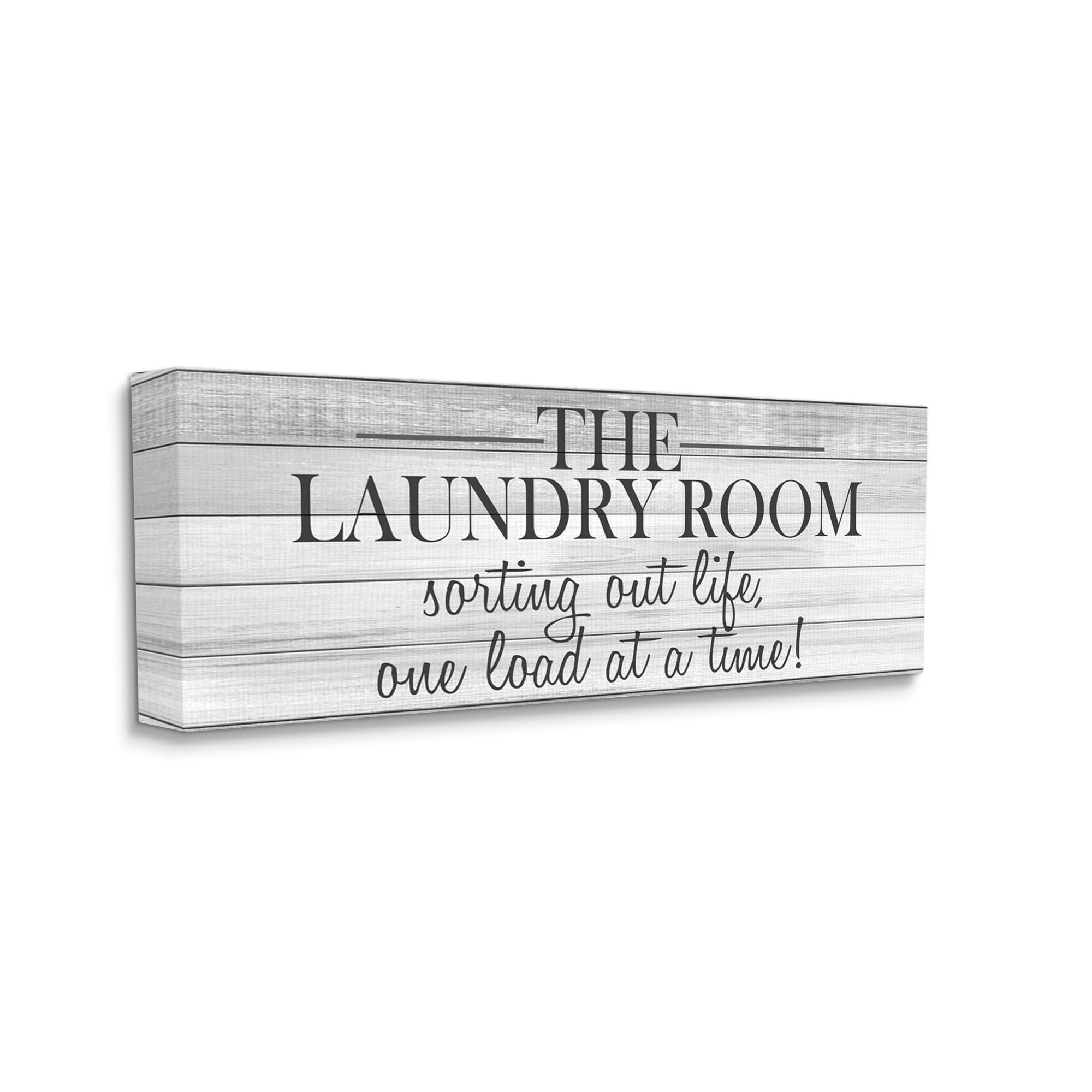 Stupell Industries Laundry Sorting Out Life Typography Black and White Planked Look, 17 x 40,Design by Kimberly Allen