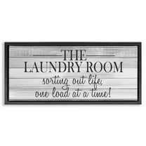 Stupell Industries Laundry Sorting Out Life Typography Painting Black Floater Framed Canvas Art Print Wall Art, 25 x 11