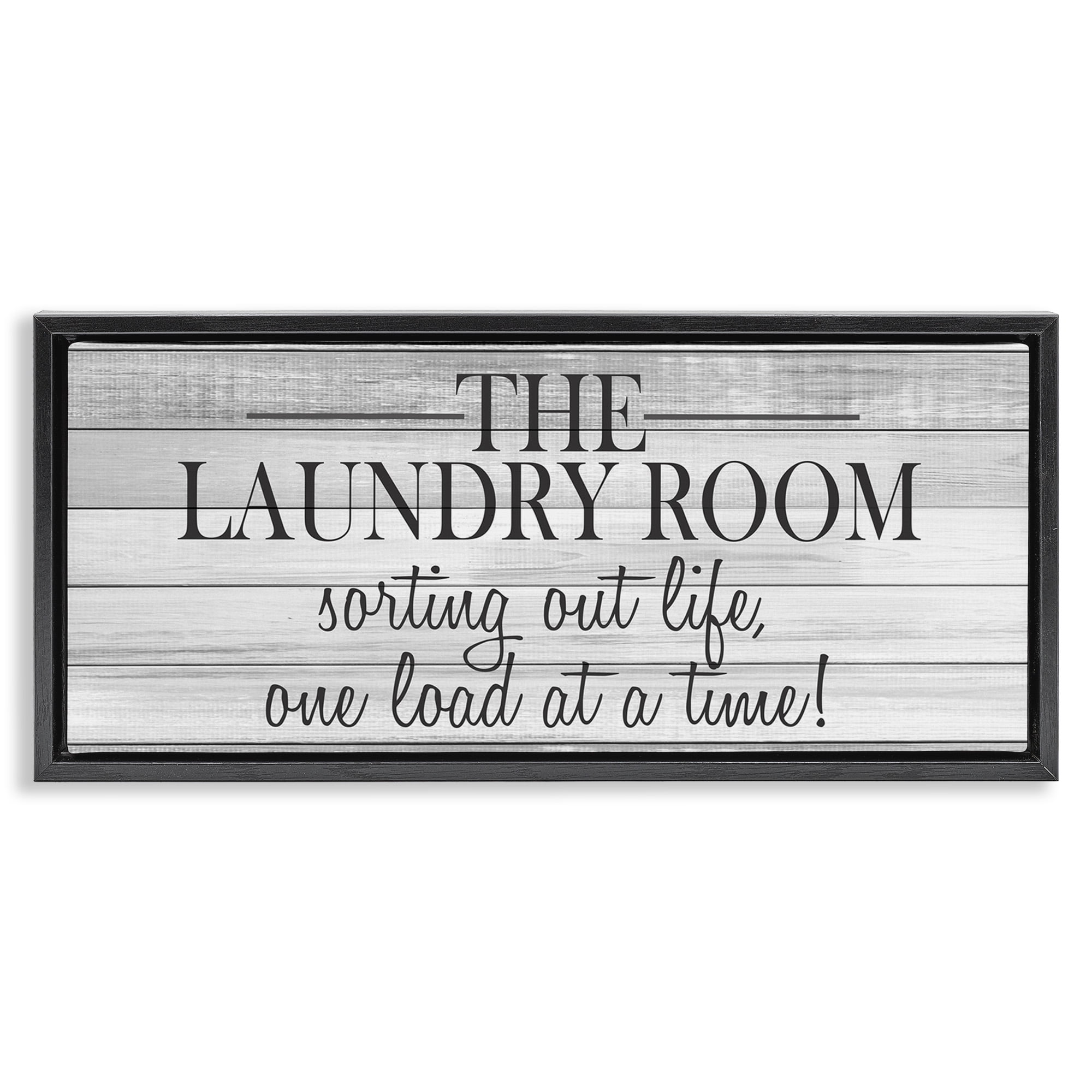 Stupell Industries Laundry Sorting Out Life Typography Painting Black Floater Framed Canvas Art Print Wall Art, 31 x 14