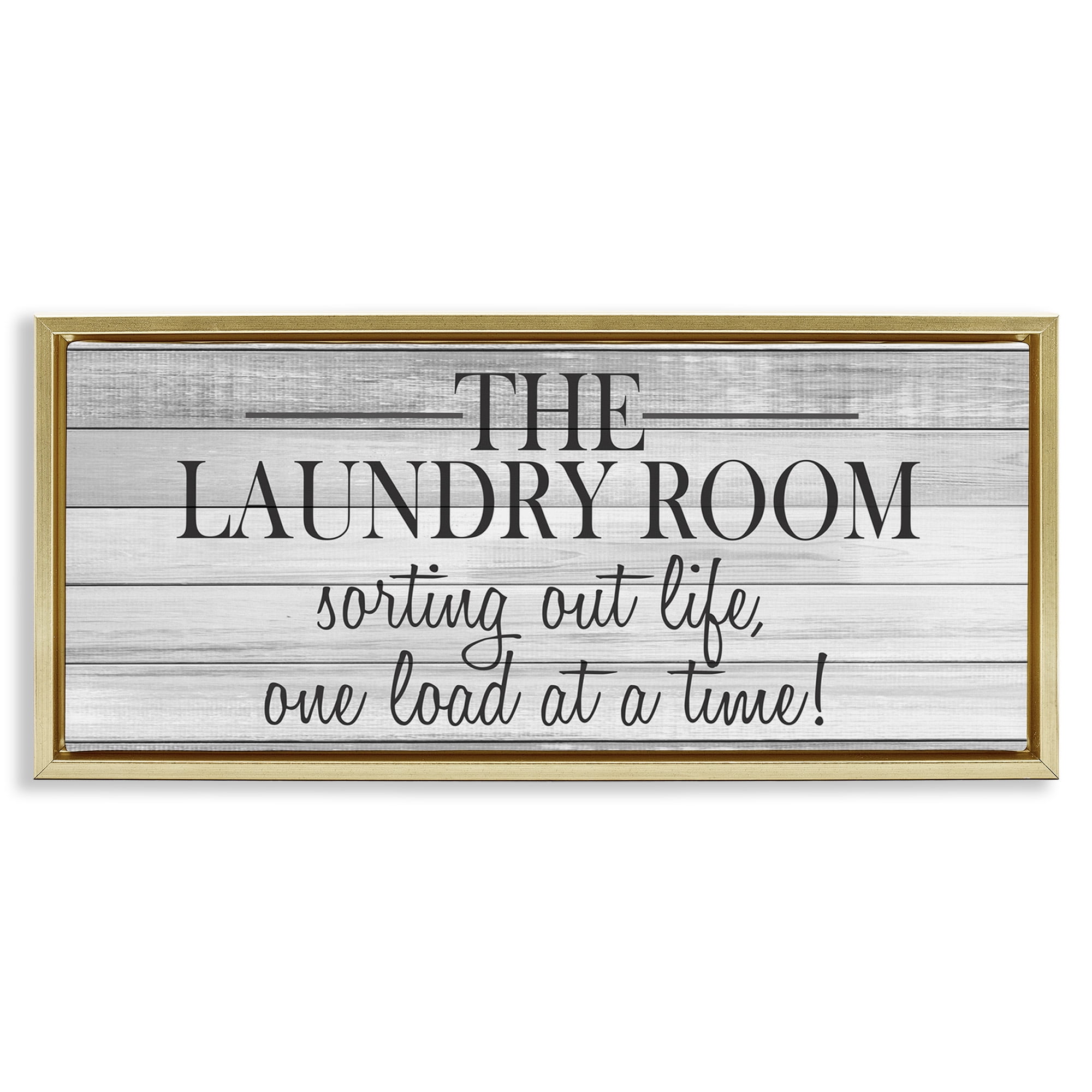 Stupell Industries Laundry Sorting Out Life Typography Painting Gold Floater Framed Canvas Art Print Wall Art, 25 x 11