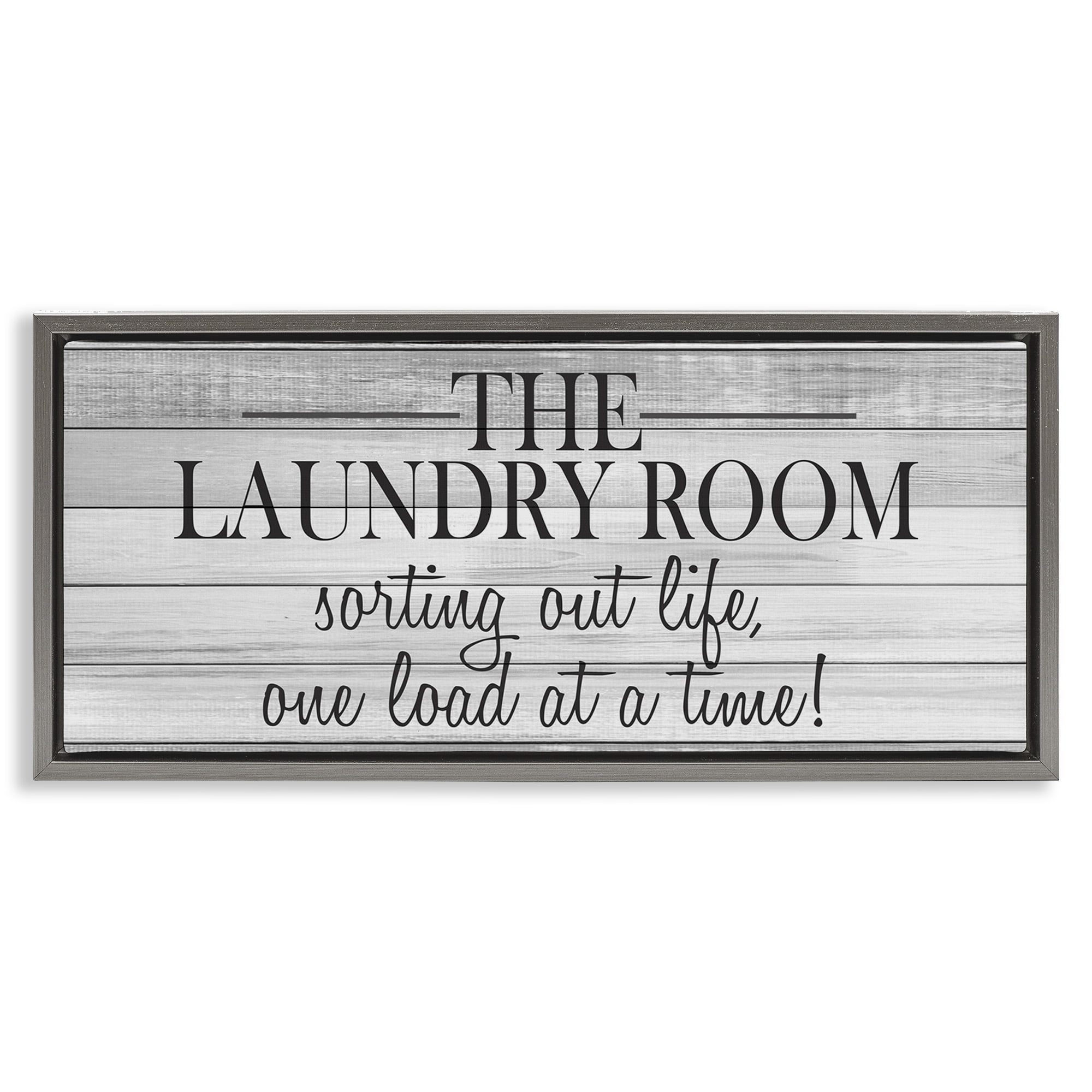 Stupell Industries Laundry Sorting Out Life Typography Painting Gray Floater Framed Canvas Art Print Wall Art, 31 x 14