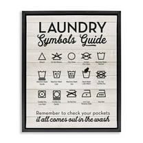 Stupell Industries Laundry Symbols Guide Typography Jet Black Framed Floating Canvas Wall Art, 16x20, by Lettered and Lined