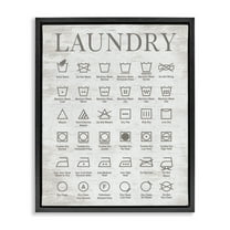 Stupell Industries Laundry Symbols Guide Typography Painting Black Floater Framed Art Print Wall Art, 17 x 21