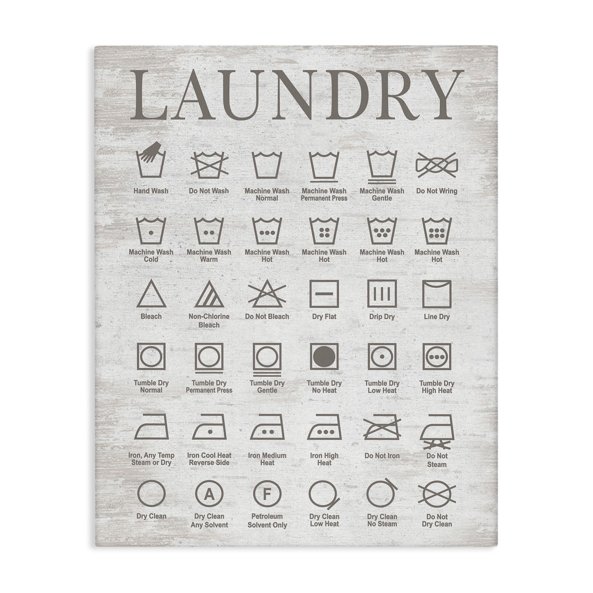 Stupell Industries Laundry Symbols Guide Typography Painting Gallery Wrapped Canvas Art Print Wall Art, 36 x 48