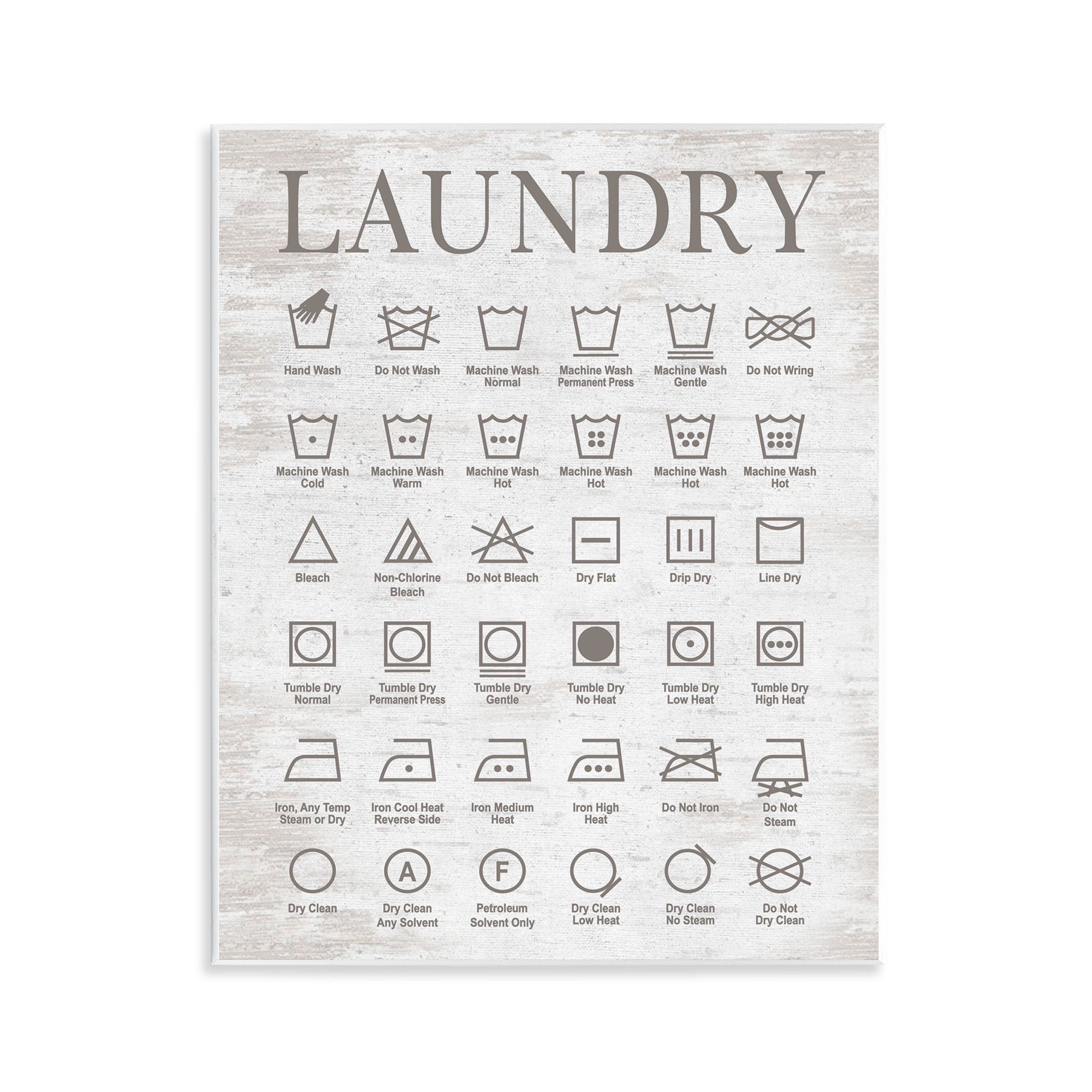 Stupell Industries Laundry Symbols Guide Vintage Rustic Farmhouse Wall
