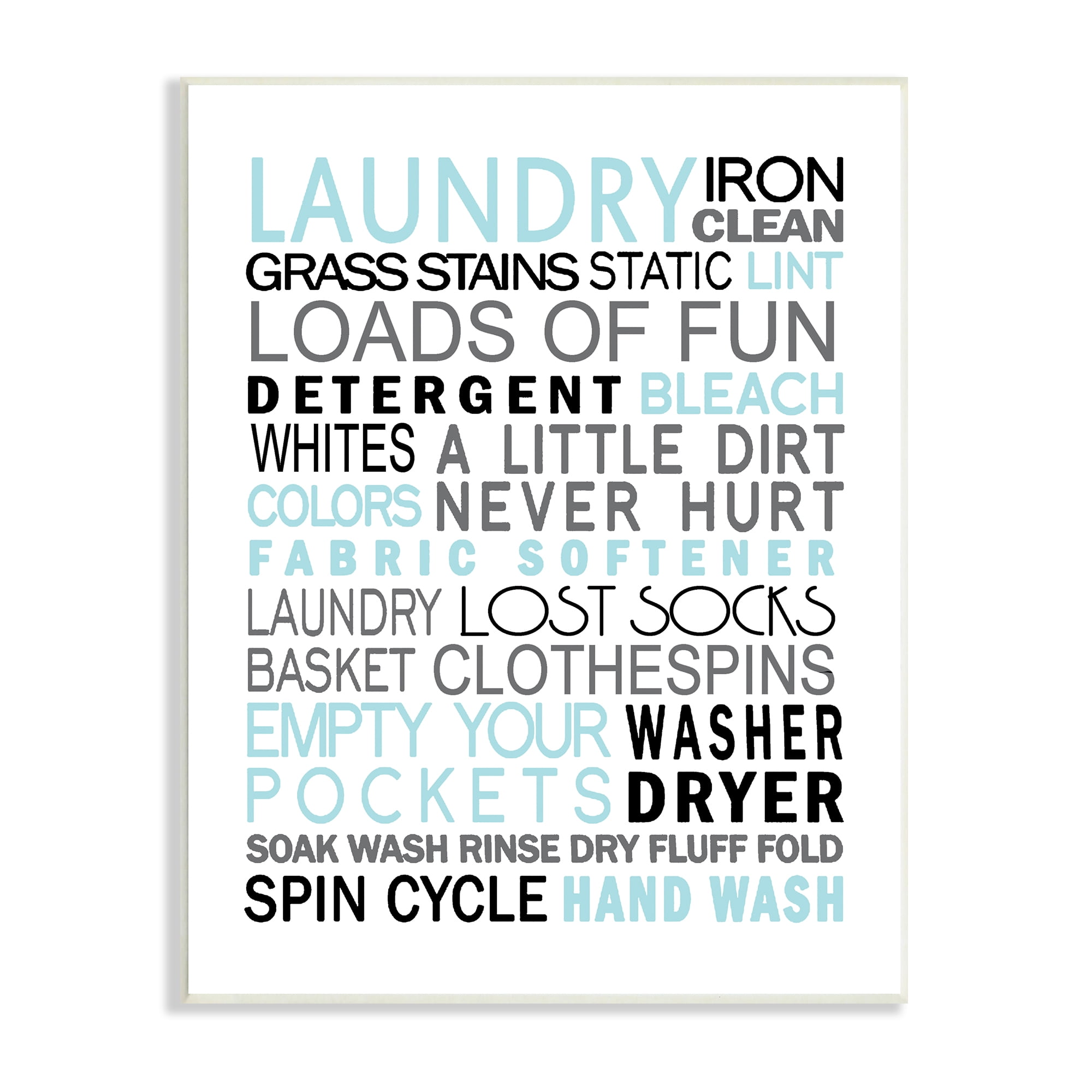 Stupell Industries Laundry Terms Listed Bold Blue Grey Typography, 13 x 19, Designed by Jo Moulton