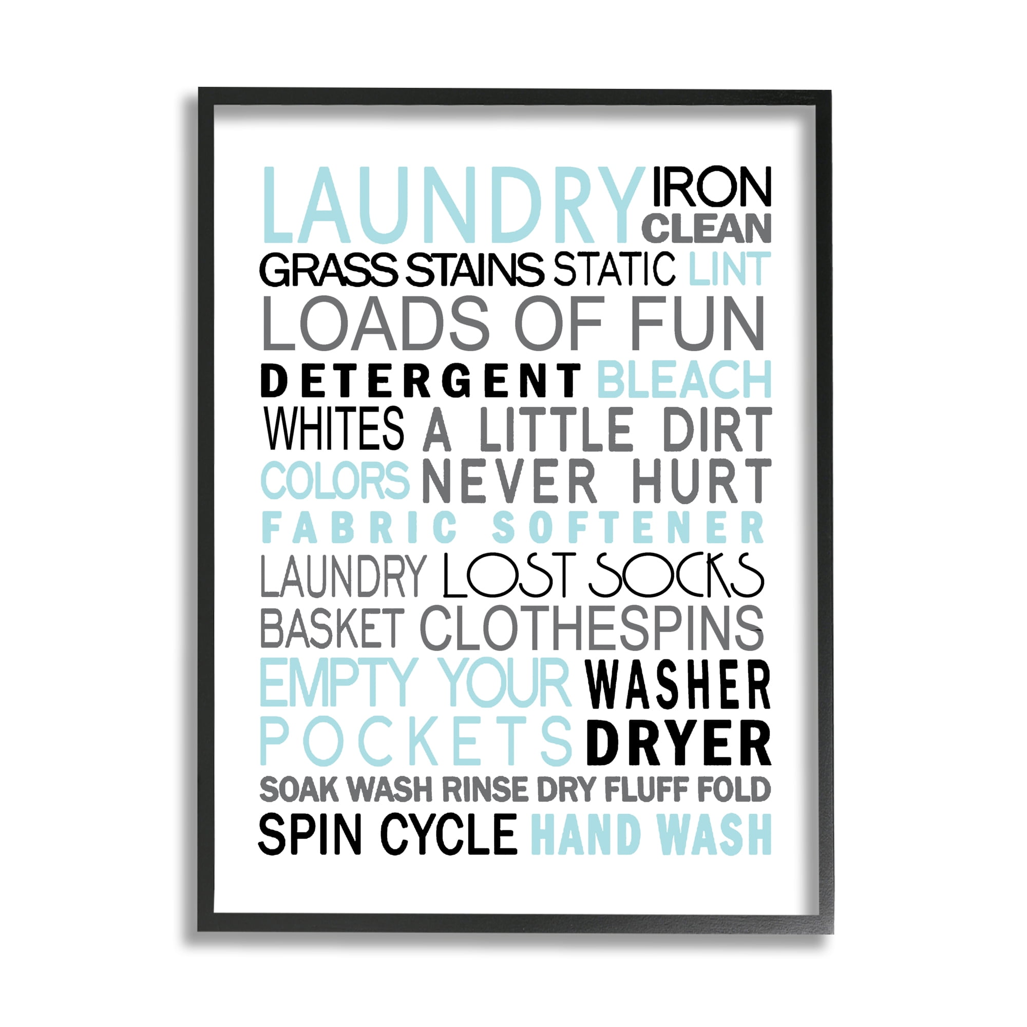 Stupell Industries Laundry Terms Listed Bold Blue Grey Typography, 16 x 20, Designed by Jo Moulton