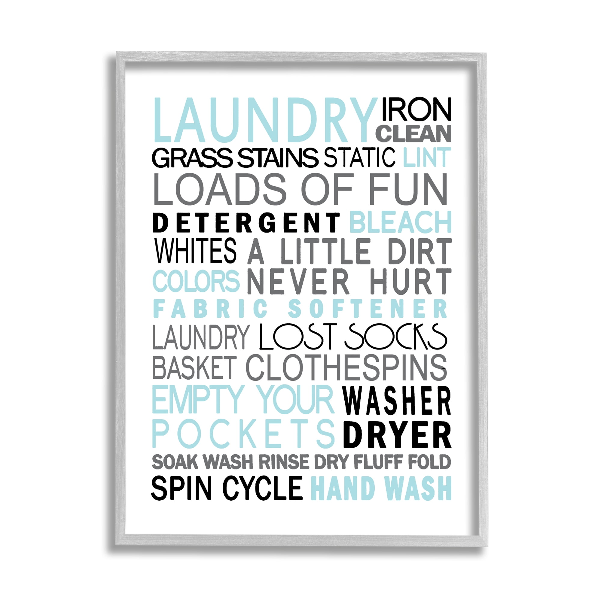 Stupell Industries Laundry Terms Listed Bold Blue Grey Typography, 24 x 30, Designed by Jo Moulton