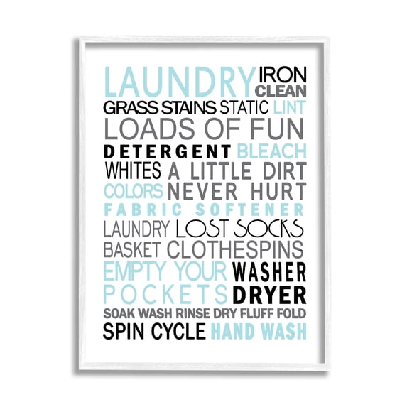 Stupell Industries Laundry Terms Listed Bold Blue Grey Typography, 24 x 30, Designed by Jo Moulton