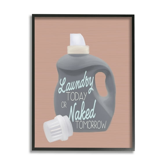 Stupell Industries Laundry Today Funny Phrase Typography Painting Black Framed Art Print Wall Art, 24 x 30