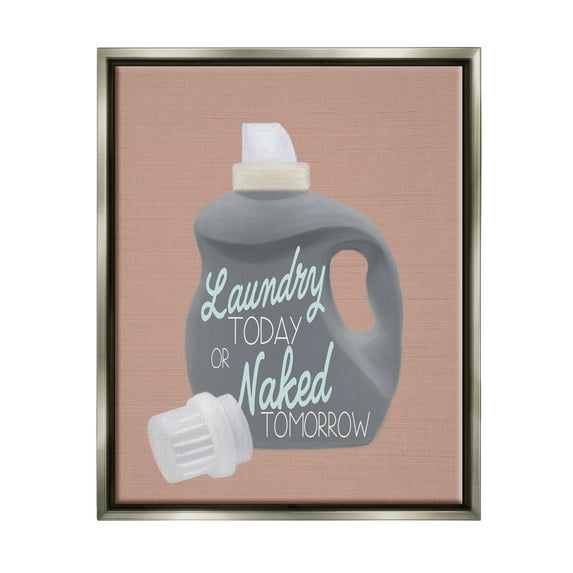 Stupell Industries Laundry Today Funny Phrase Typography Painting Gray Floater Framed Art Print Wall Art, 17 x 21