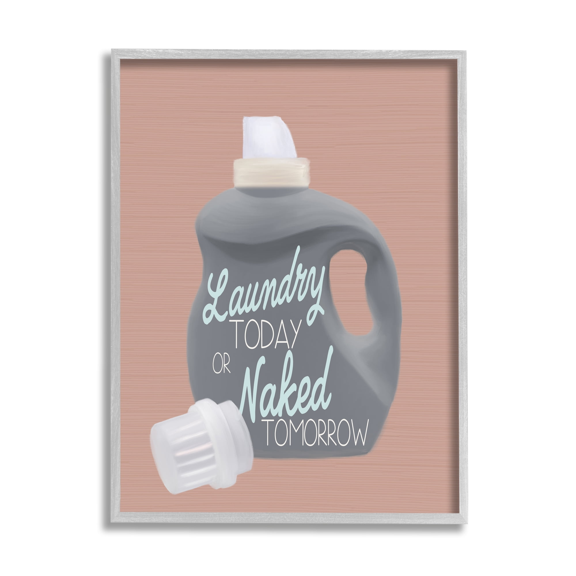 Stupell Industries Laundry Today Funny Phrase Typography Painting Gray Framed Art Print Wall Art, 16 x 20