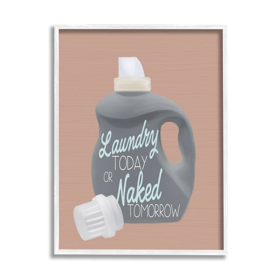 Stupell Industries Laundry Today Funny Phrase Typography Painting White Framed Art Print Wall Art, 24 x 30