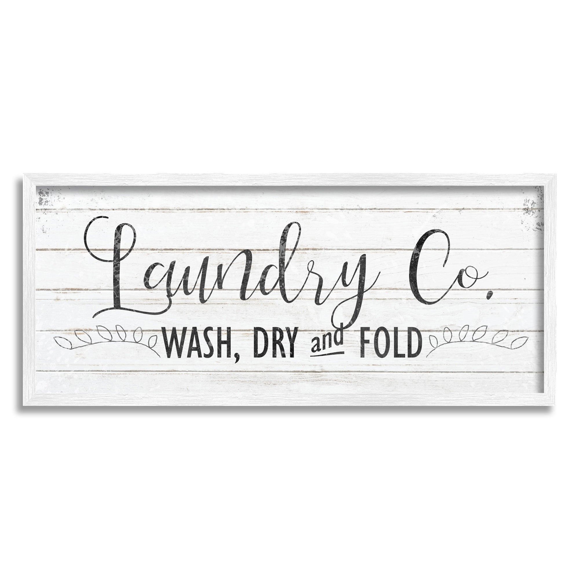 Stupell Industries Laundry Wash Dry Bathroom Black And White Word Design, 10 x 24,Design by Kimberly Allen