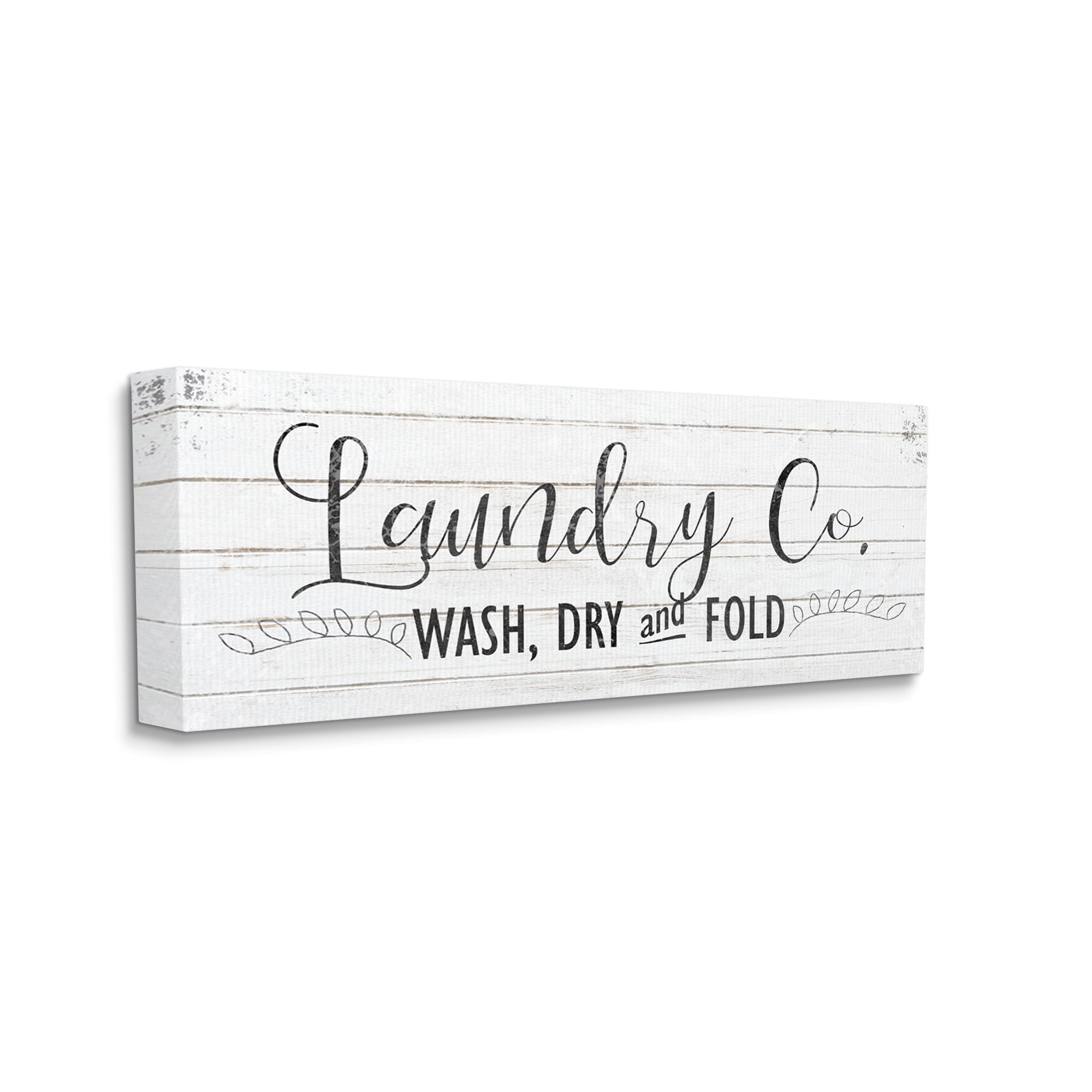 Stupell Industries Laundry Wash Dry Bathroom Black And White Word Design, 17 x 40,Design by Kimberly Allen