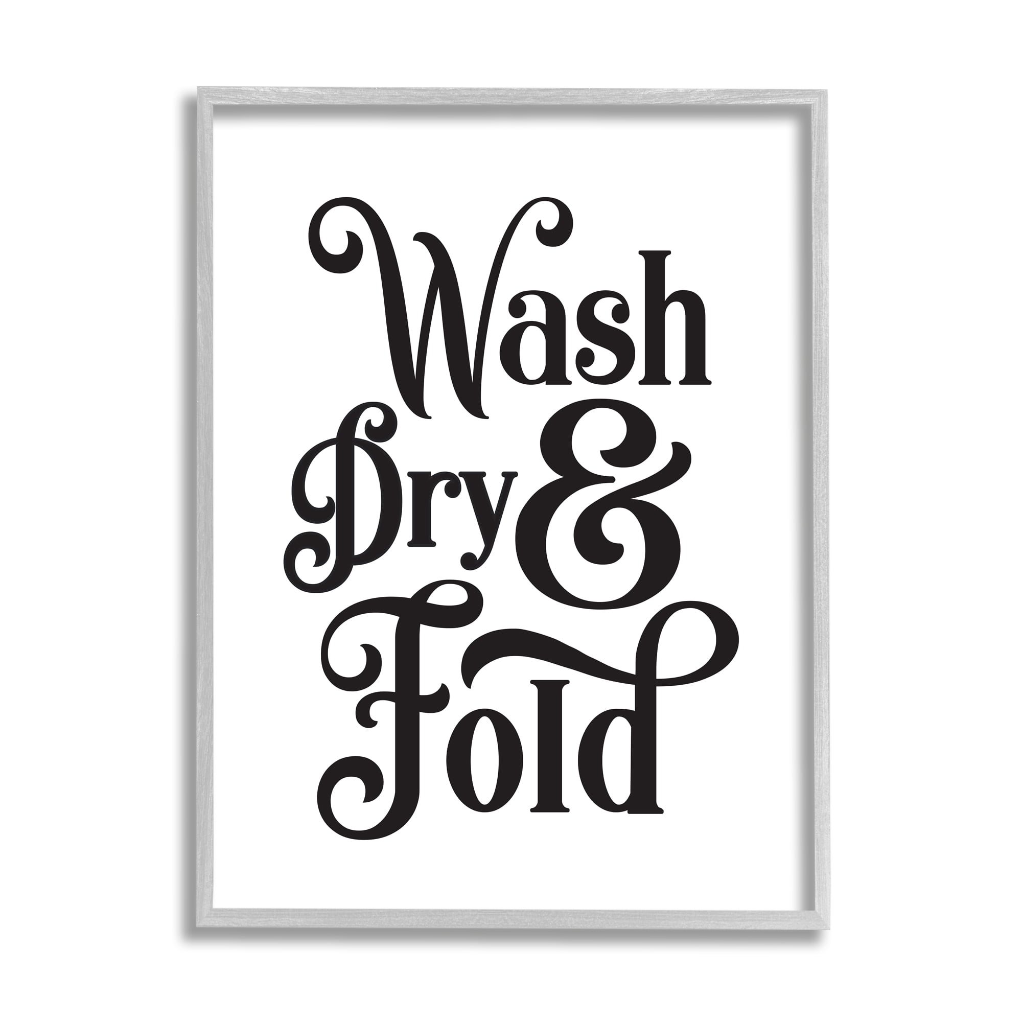 Stupell Industries Laundry Wash Dry & Fold Phrase Minimal White Black, 11 x 14, Designed by Lettered and Lined