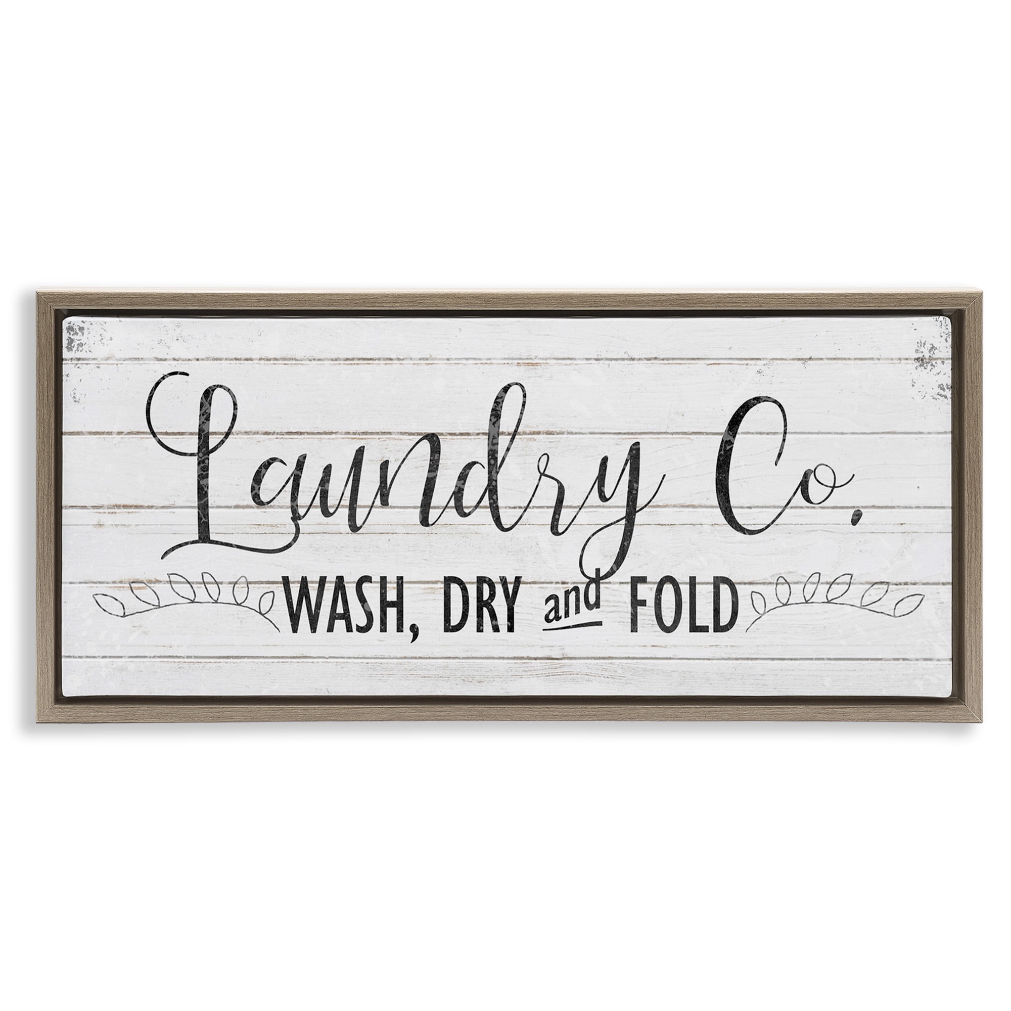 Stupell Industries Laundry Wash Dry & Fold Typography Painting Brown Floater Framed Canvas Art Print Wall Art, 25 x 11