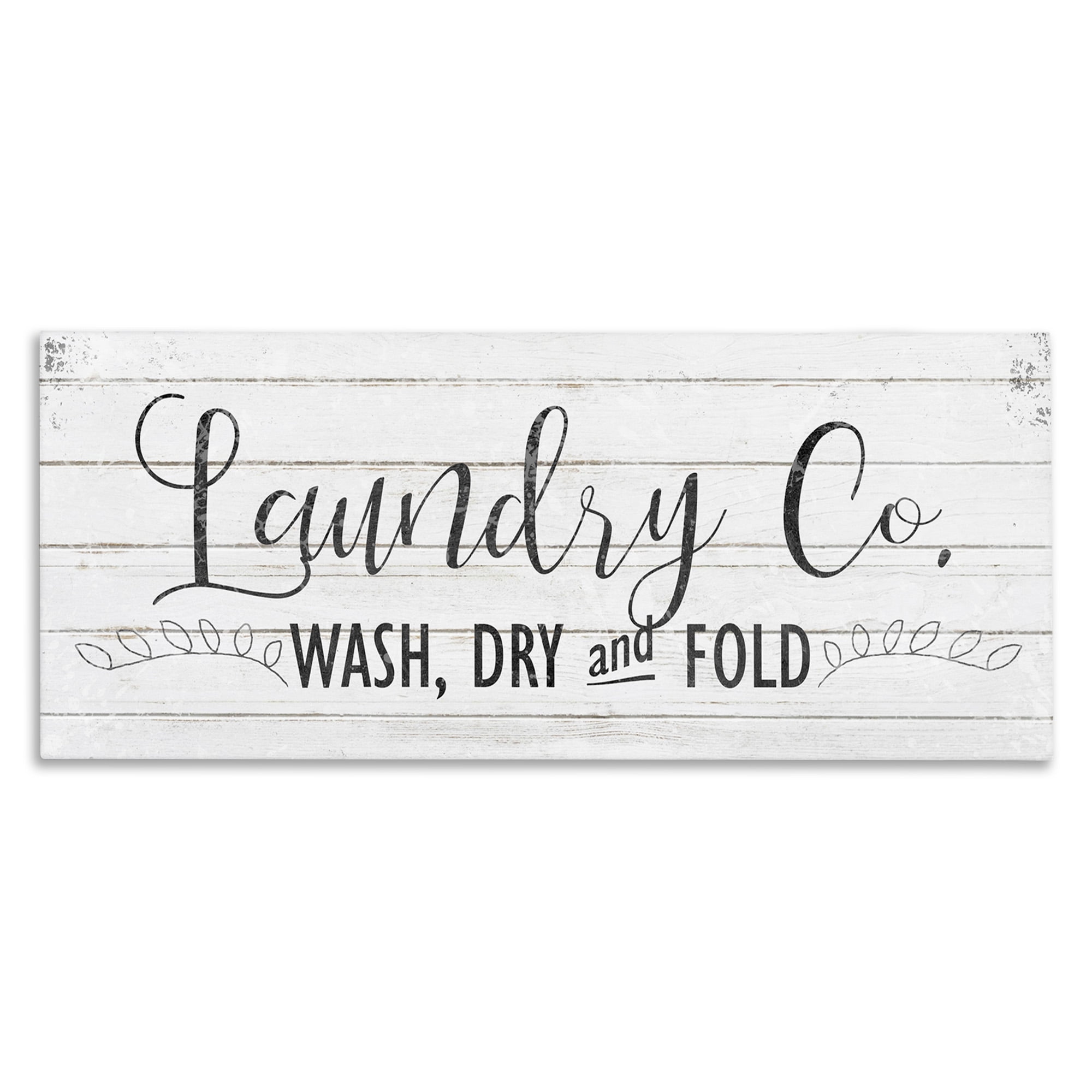 Stupell Industries Laundry Wash Dry & Fold Typography Painting Gallery Wrapped Canvas Art Print Wall Art, 40 x 17