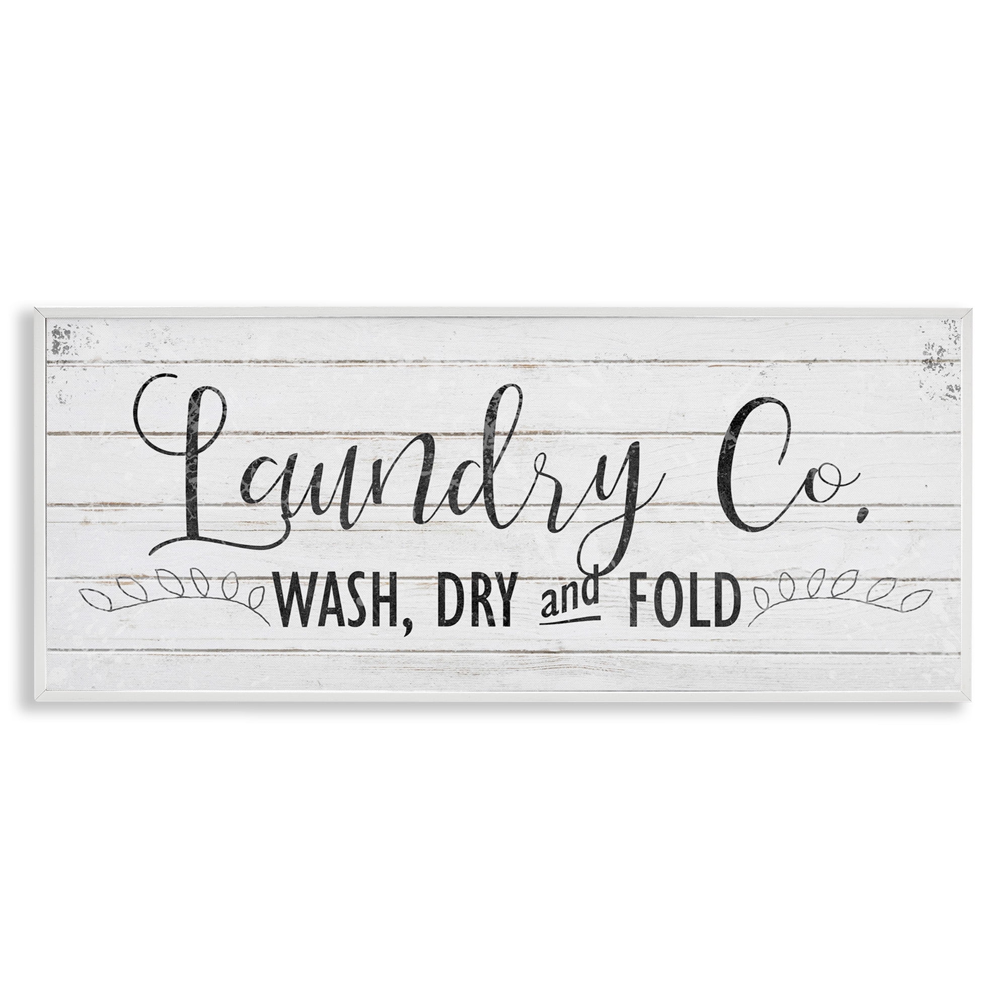 Stupell Industries Laundry Wash Dry & Fold Typography Painting White Framed Art Print Wall Art, 24 x 10