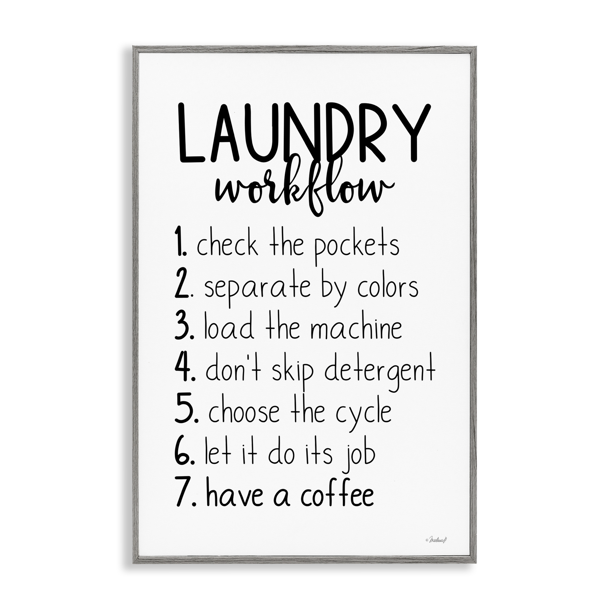 Stupell Industries Laundry Workflow Steps Bath & Laundry Painting Gray Framed Art Print Wall Art, 20 x 30