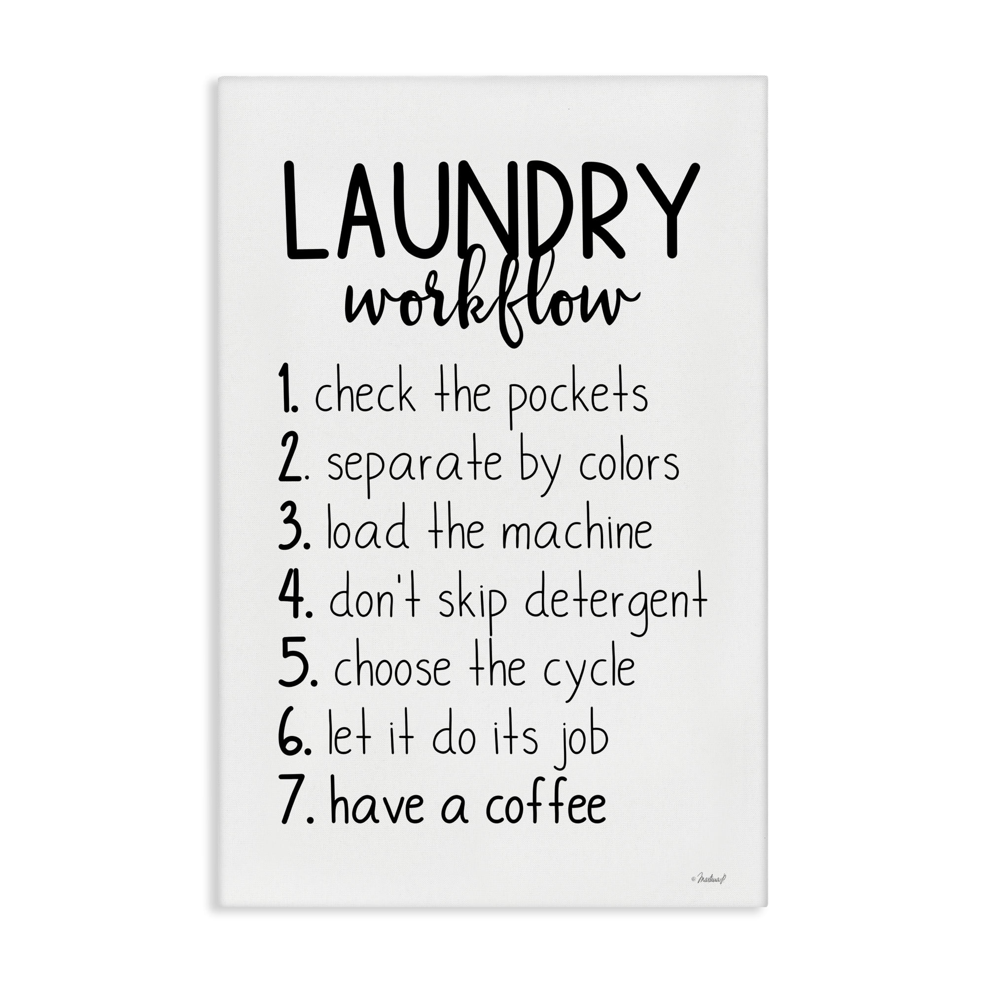 Stupell Industries Laundry Workflow Steps Bath & Laundry Painting Wrapped Canvas Art Print Wall Art, 24 x 36