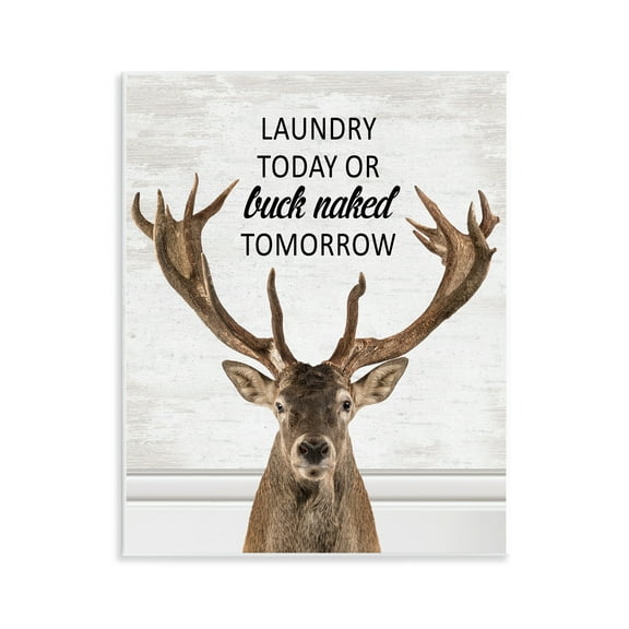 Stupell Industries Laundry or Buck Naked Tomorrow Quotes and Sayings Painting Unframed Art Print Wall Art, 11 x 14