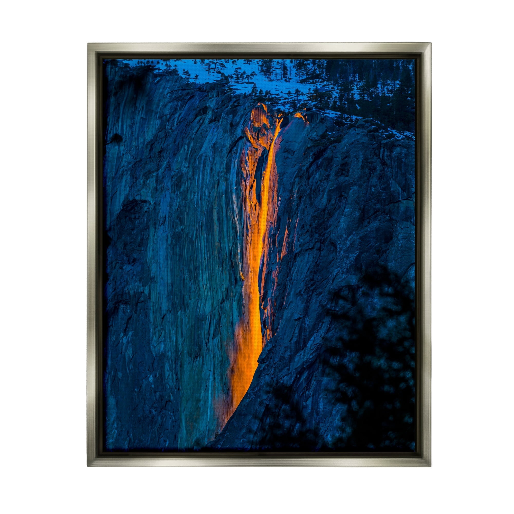 Stupell Industries Lava Flowing Snowy Mountain Side Rock Cliffs Photograph Luster Gray Floating Framed Canvas Print Wall Art, Design by Steve Smith