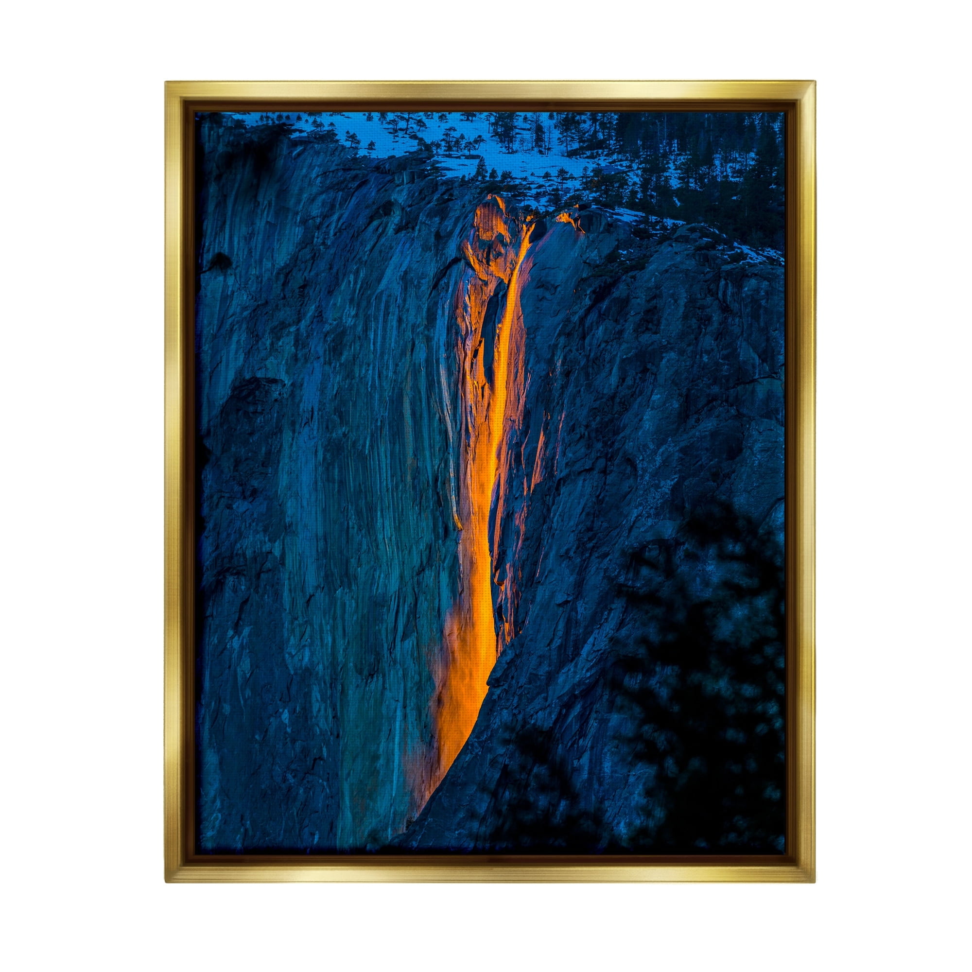 Stupell Industries Lava Flowing Snowy Mountain Side Rock Cliffs Photograph Metallic Gold Floating Framed Canvas Print Wall Art, Design by Steve Smith