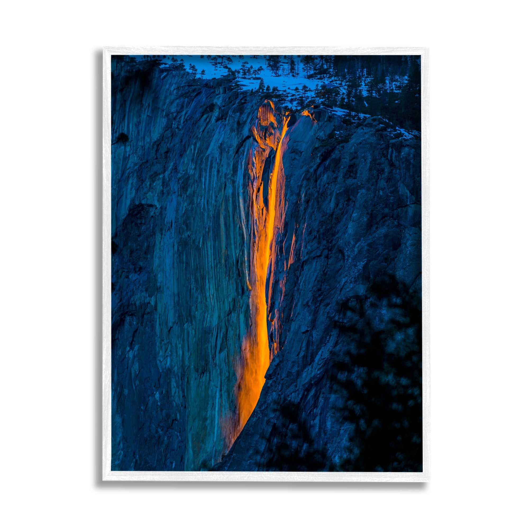 Stupell Industries Lava Flowing Snowy Mountain Side Rock Cliffs Photograph White Framed Art Print Wall Art, Design by Steve Smith