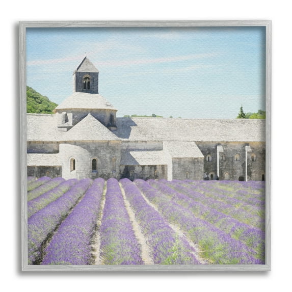 Stupell Industries Lavender Agriculture Field Nature Painting Gray Framed Art Print Wall Art, 17 x 17
