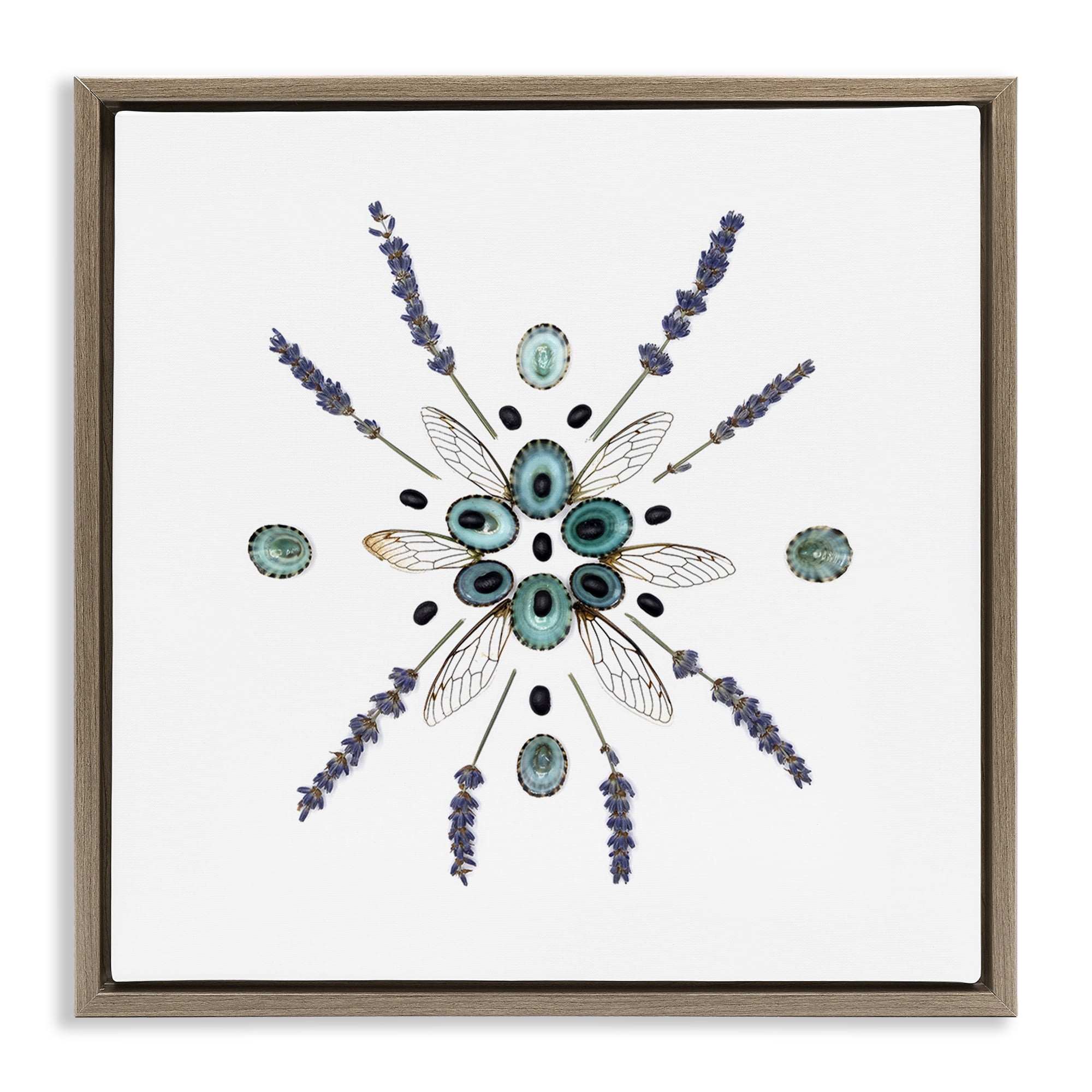 Stupell Industries Lavender & Delicate Wings Brown Framed Floater Canvas Wall Art, design by Beth Adoette