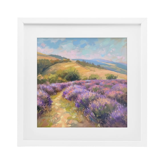Stupell Industries Lavender Field Hills White Framed Print Under Glass design by LSR Creative Studio, 13 x 13