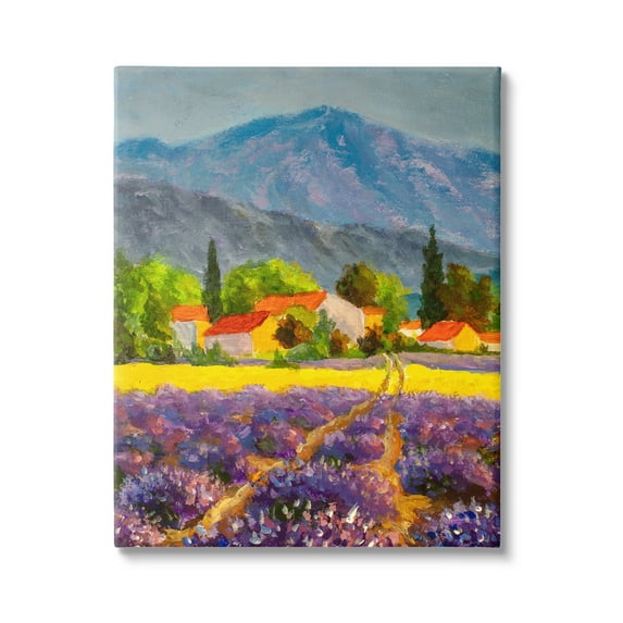 Stupell Industries Lavender Field Landscape Nature Painting Gallery Wrapped Canvas Print Wall Art, 24 x 30