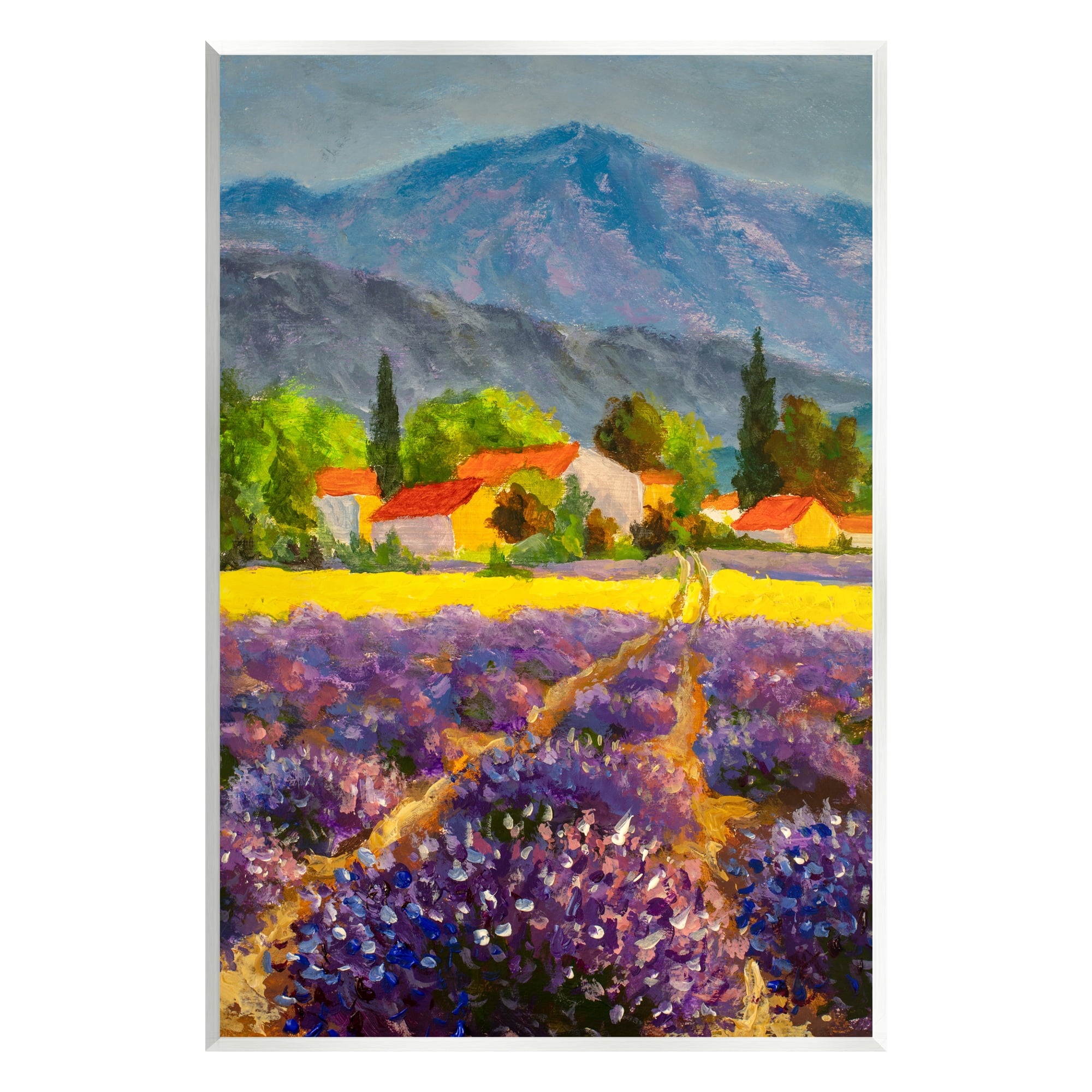 Stupell Industries Lavender Field Landscape Nature Painting Unframed Art Print Wall Art, 13 x 19