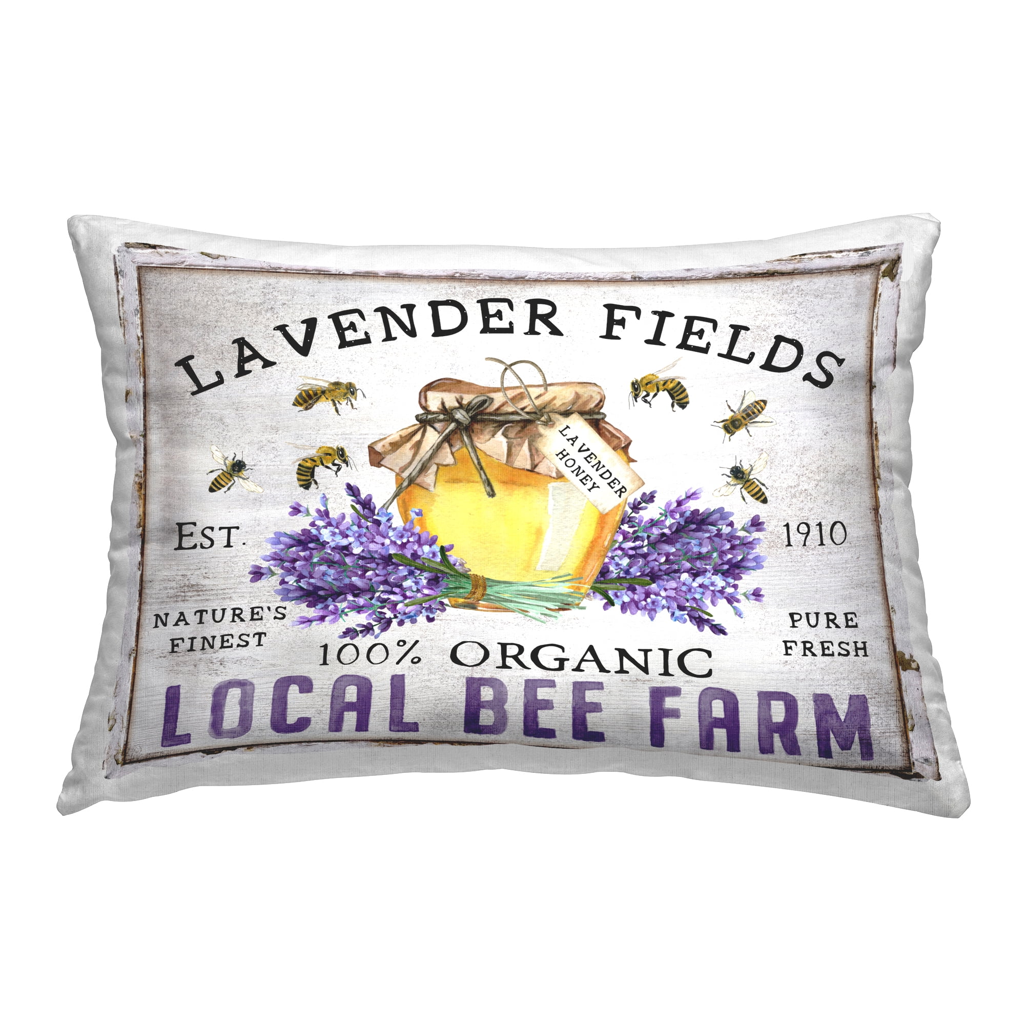 Stupell Industries Lavender Fields Bee Farm Decorative Printed Throw Pillow Design by Creatif Belle.