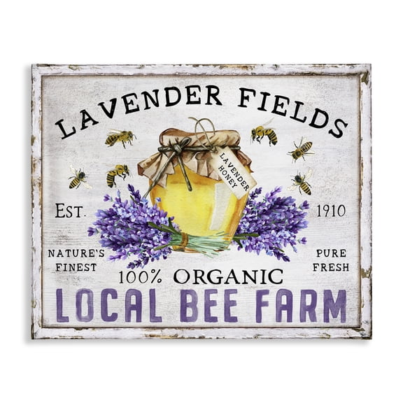 Stupell Industries Lavender Fields Bee Farm Insects Painting Wrapped Canvas Art Print Wall Art, 48 x 36