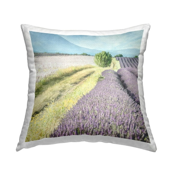 Stupell Industries Lavender Fields Landscape Square Decorative Printed Throw Pillow, 18 x 18