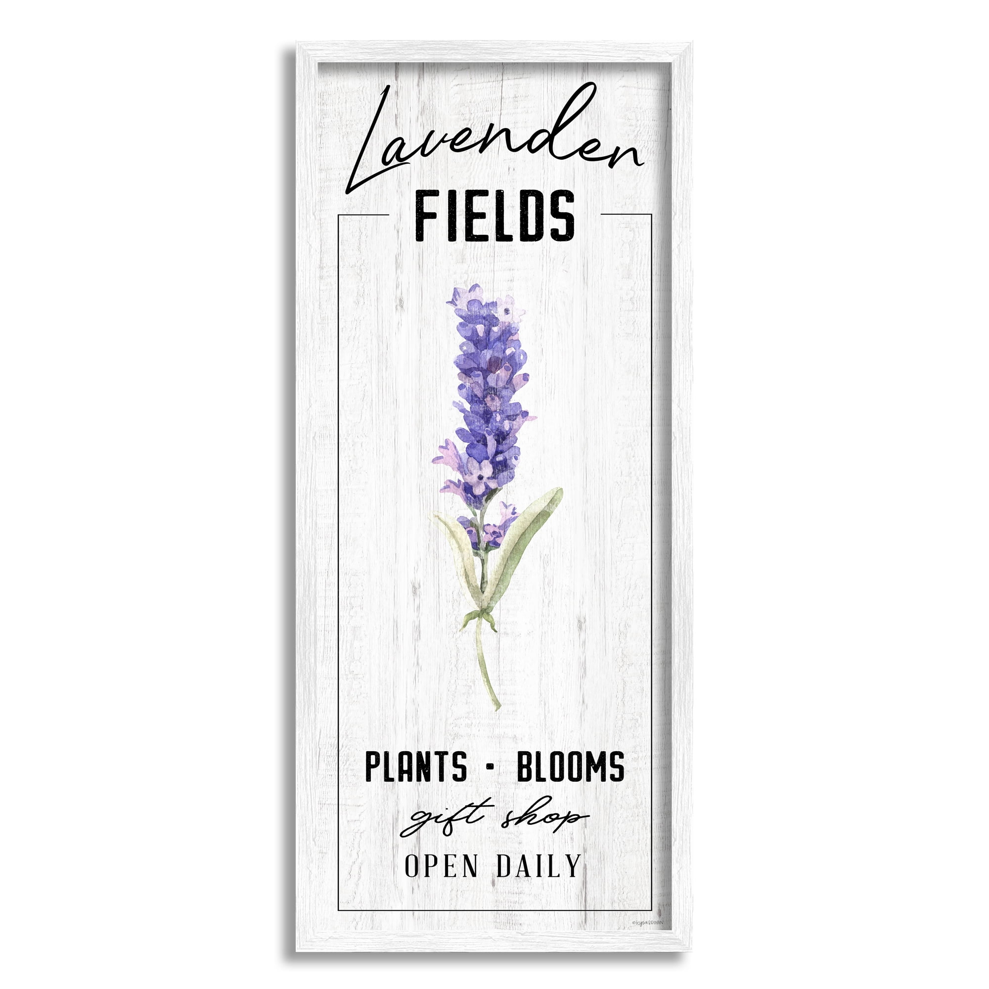 Stupell Industries Lavender Fields Purple Farm Florals Gift Shop Sign, 10 x 24, Designed by Kyra Brown