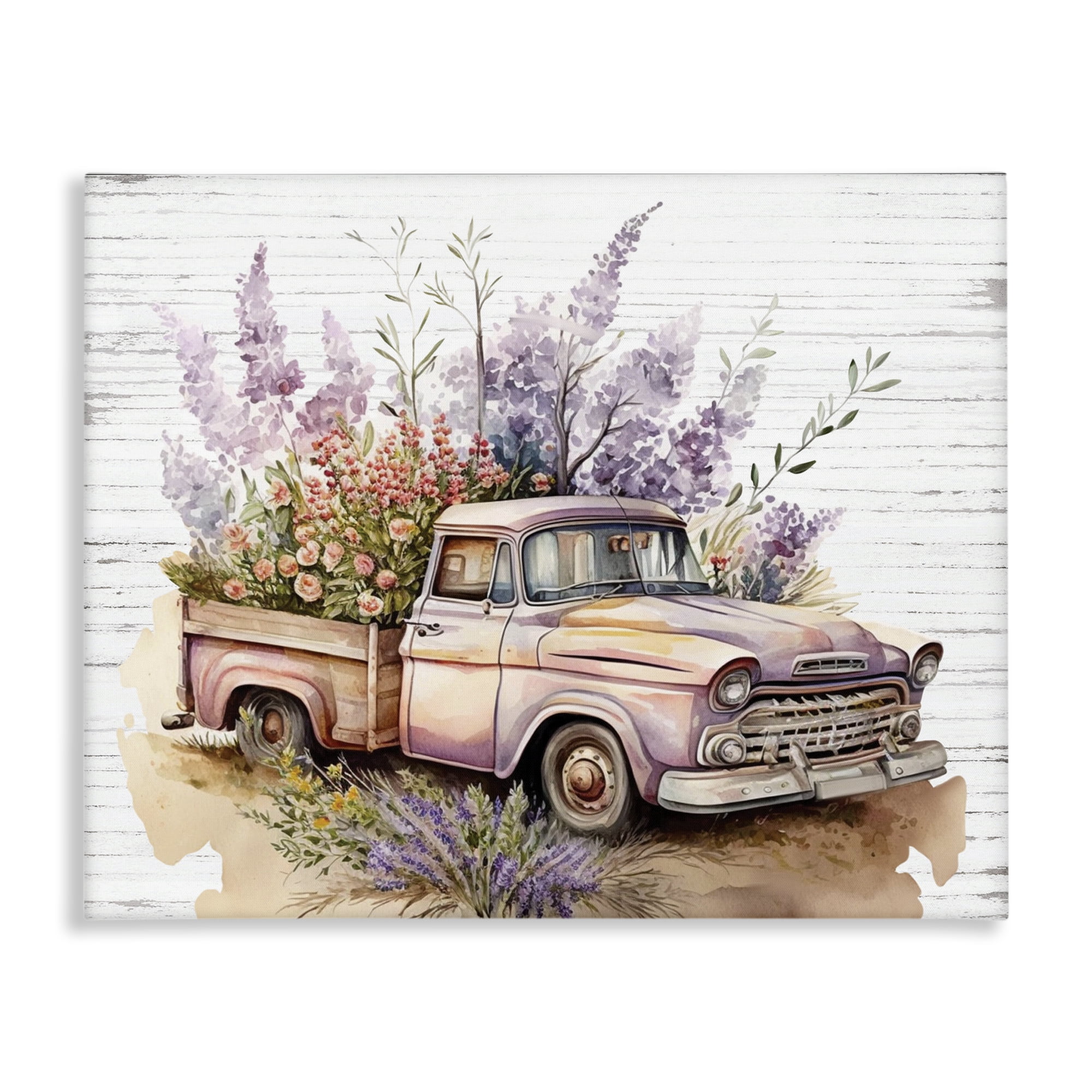 Stupell Industries Lavender Filled Truck Transportation Painting Gallery Wrapped Canvas Art Print Wall Art, 30 x 24