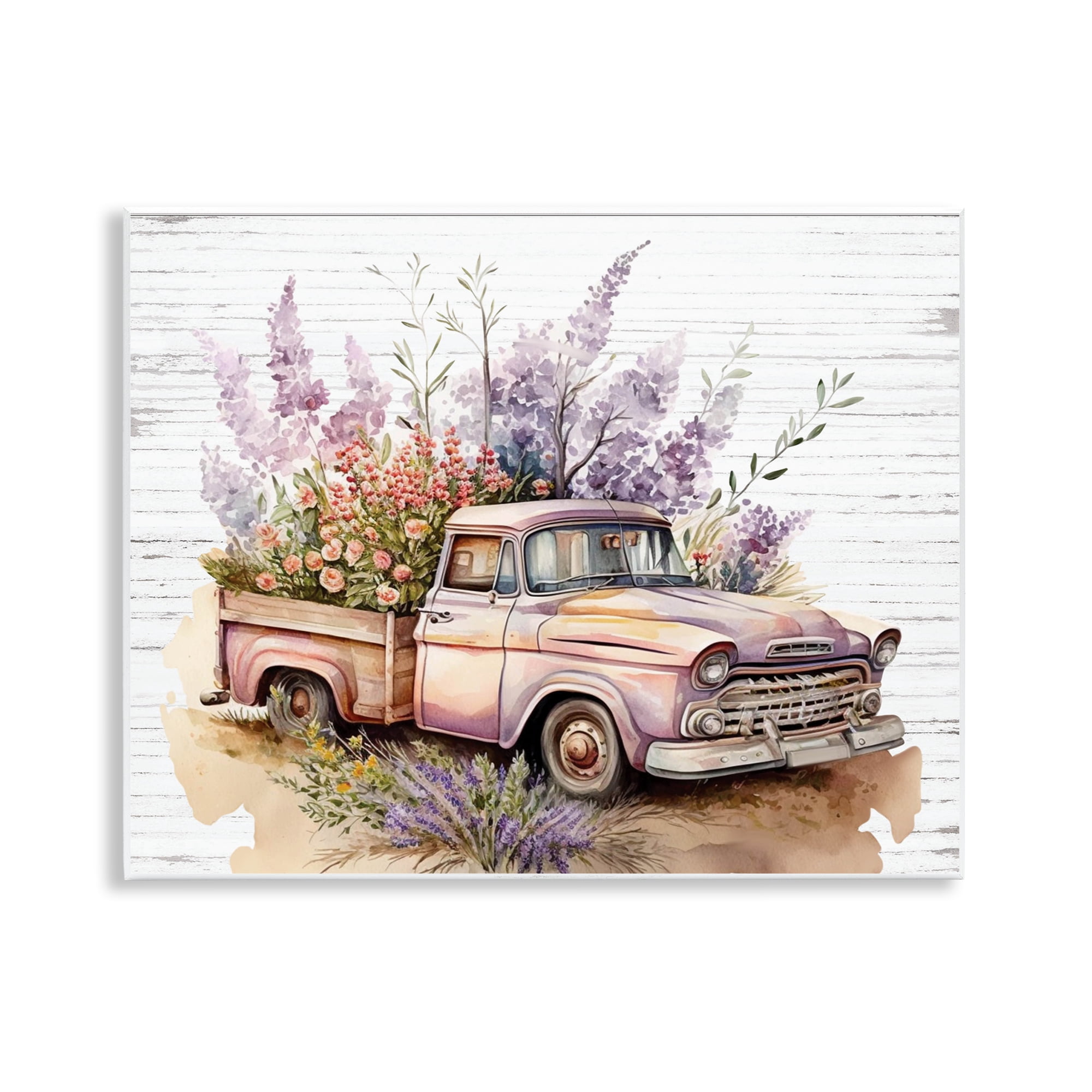 Stupell Industries Lavender Filled Truck Transportation Painting Unframed Art Print Wall Art, 14 x 11