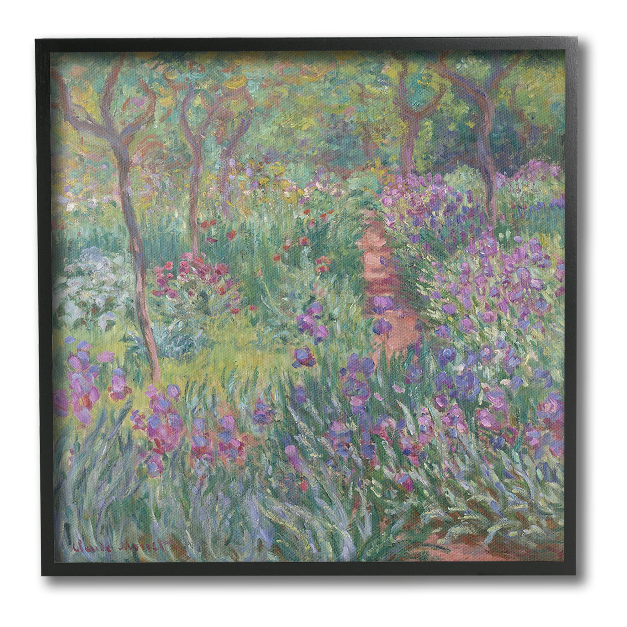 Stupell Industries Lavender Garden Path Landscape Painting Black Framed Art Print Wall Art, 24 x 24