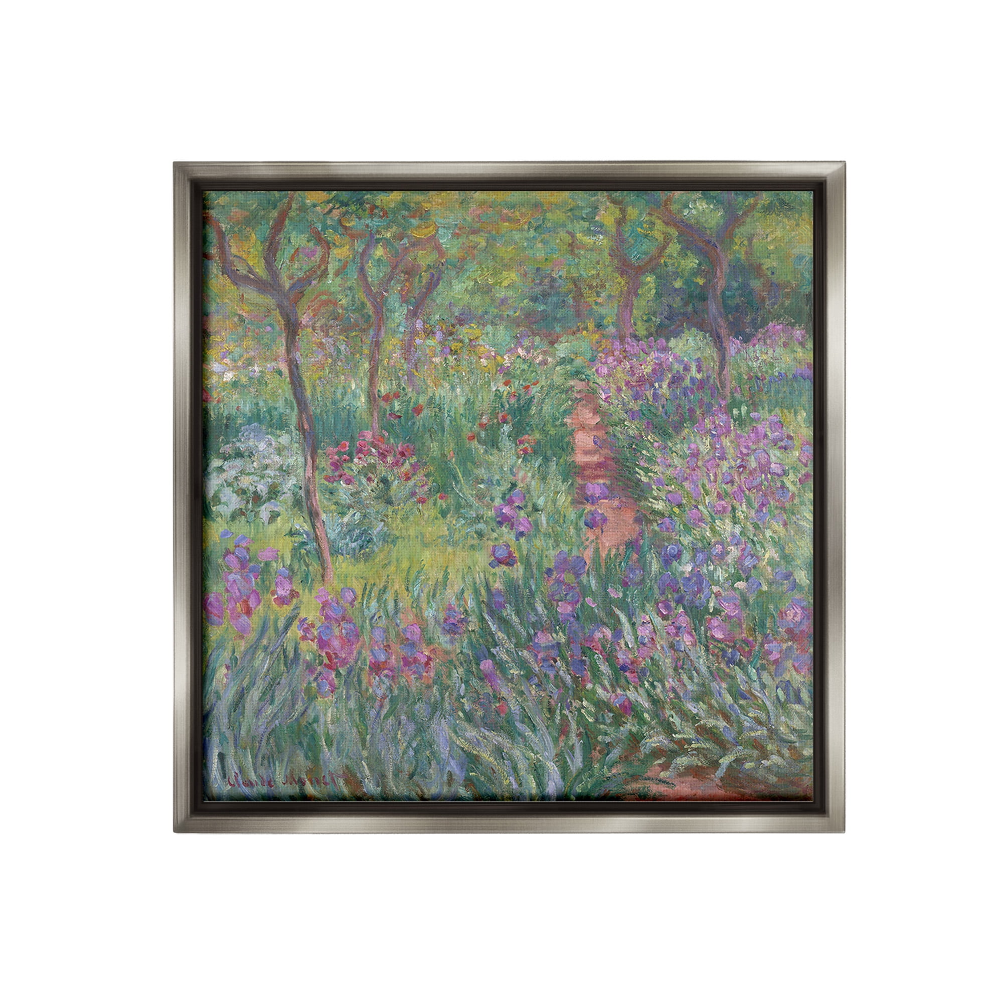 Stupell Industries Lavender Garden Path Landscape Painting Gray Floater Framed Canvas Art Print Wall Art, 25 x 25
