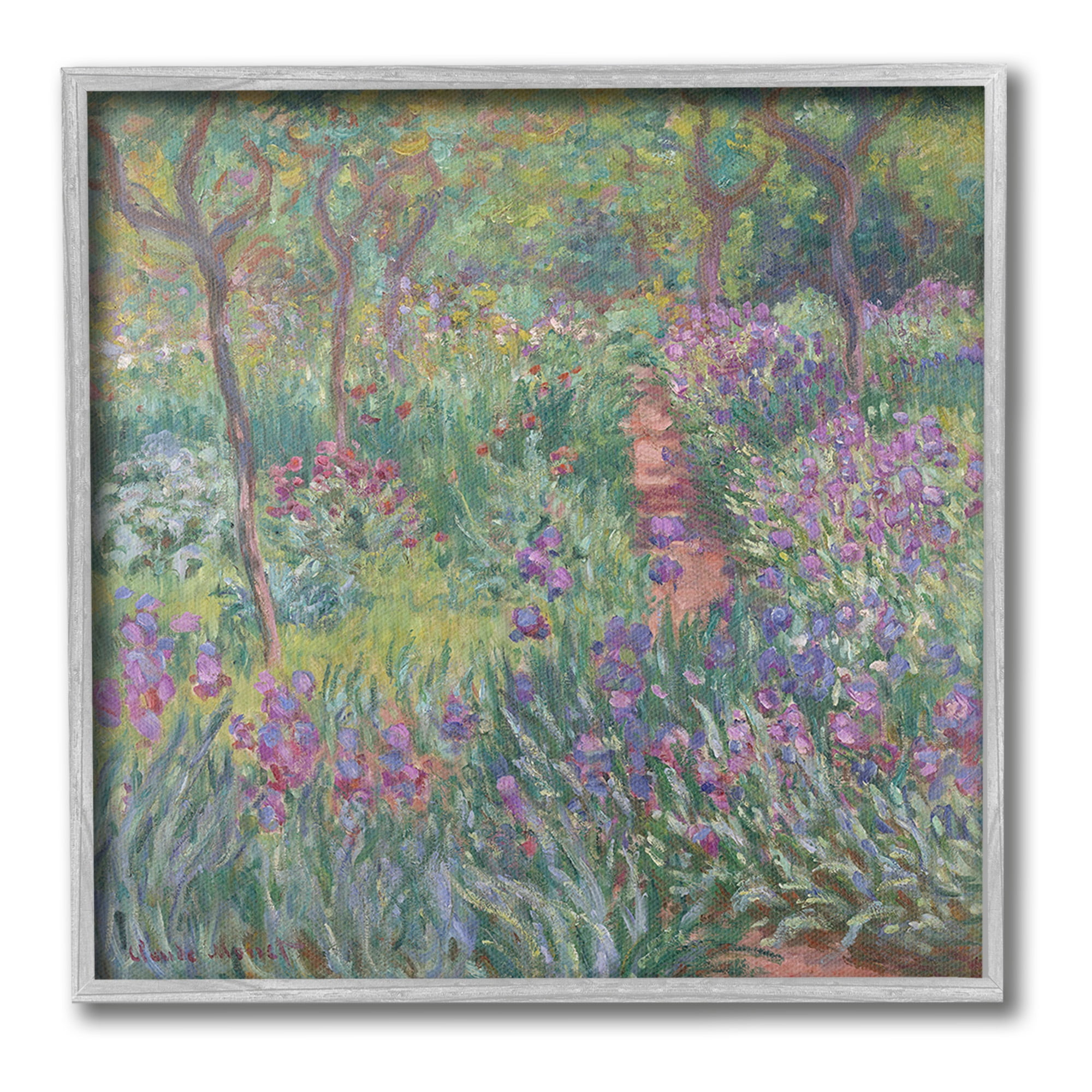 Stupell Industries Lavender Garden Path Landscape Painting Gray Framed Art Print Wall Art, 17 x 17