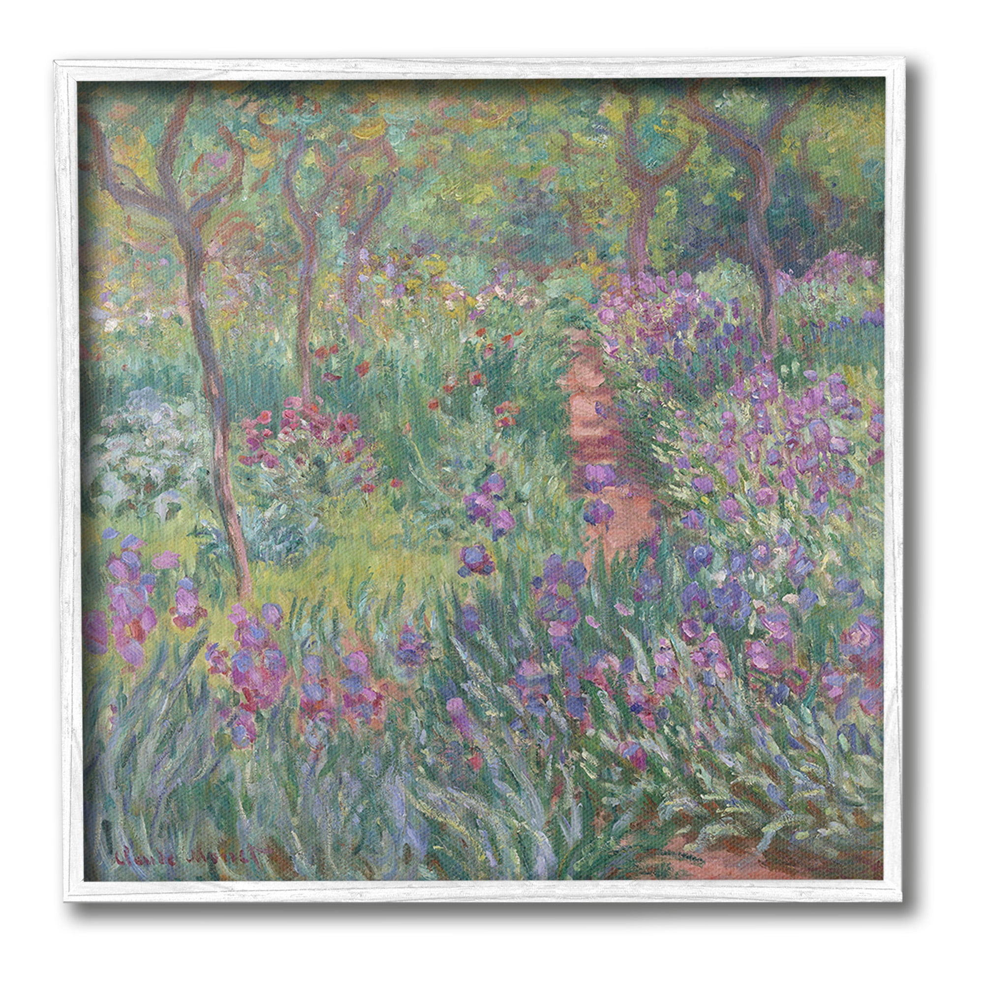 Stupell Industries Lavender Garden Path Landscape Painting White Framed Art Print Wall Art, 24 x 24